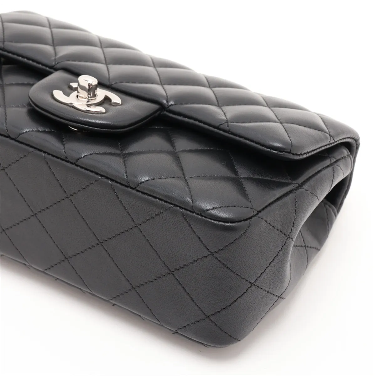 Mini Matelassé 20 Lambskin Single Flap Single Chain Bag, Black with Silver Hardware, 27125988, Serial Number 27, A69900 — view 3