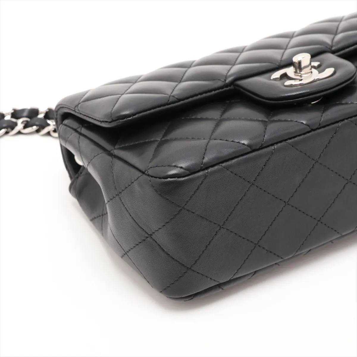 Mini Matelassé 20 Lambskin Single Flap Single Chain Bag, Black with Silver Hardware, 27125988, Serial Number 27, A69900 — view 4