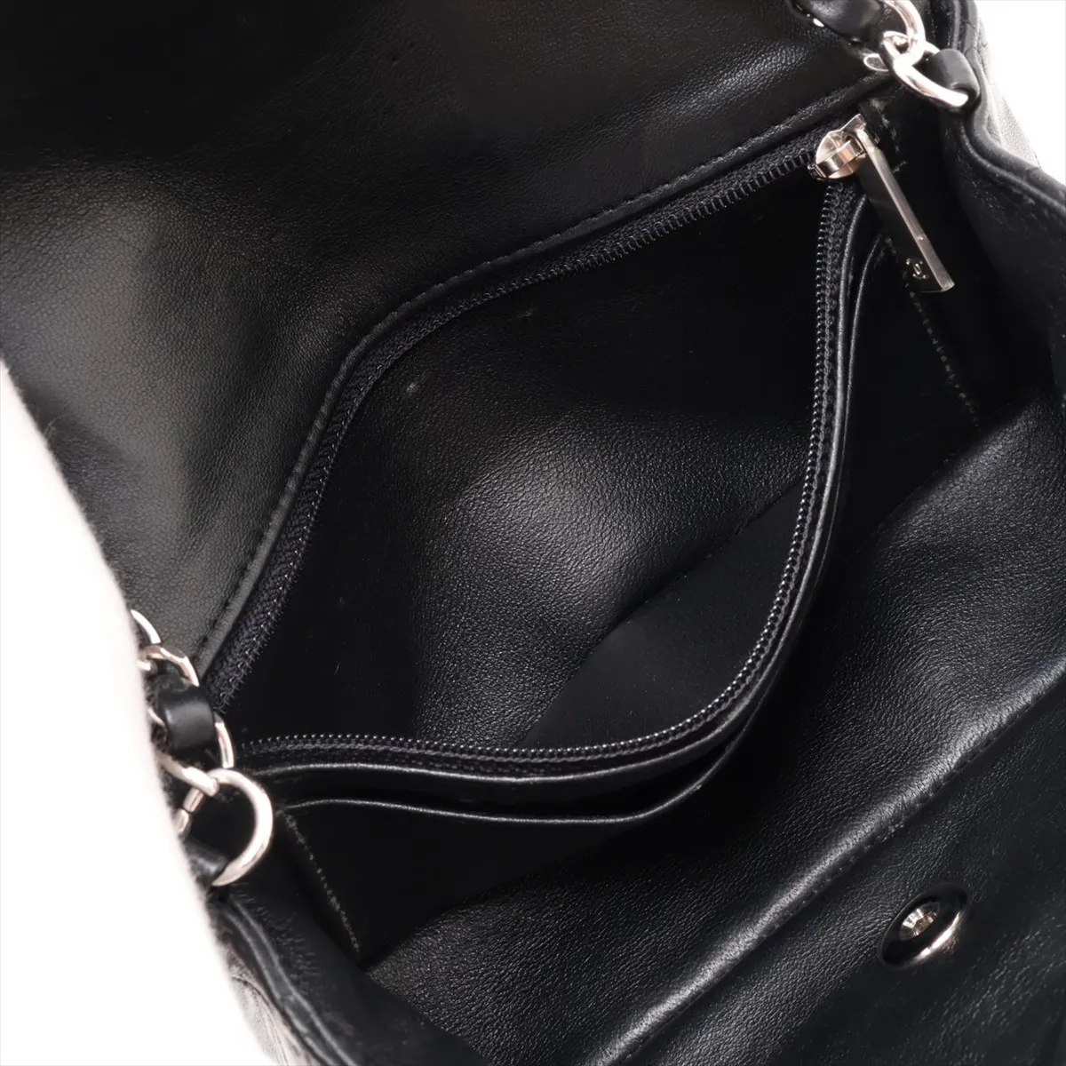 Mini Matelassé 20 Lambskin Single Flap Single Chain Bag, Black with Silver Hardware, 27125988, Serial Number 27, A69900 — view 7