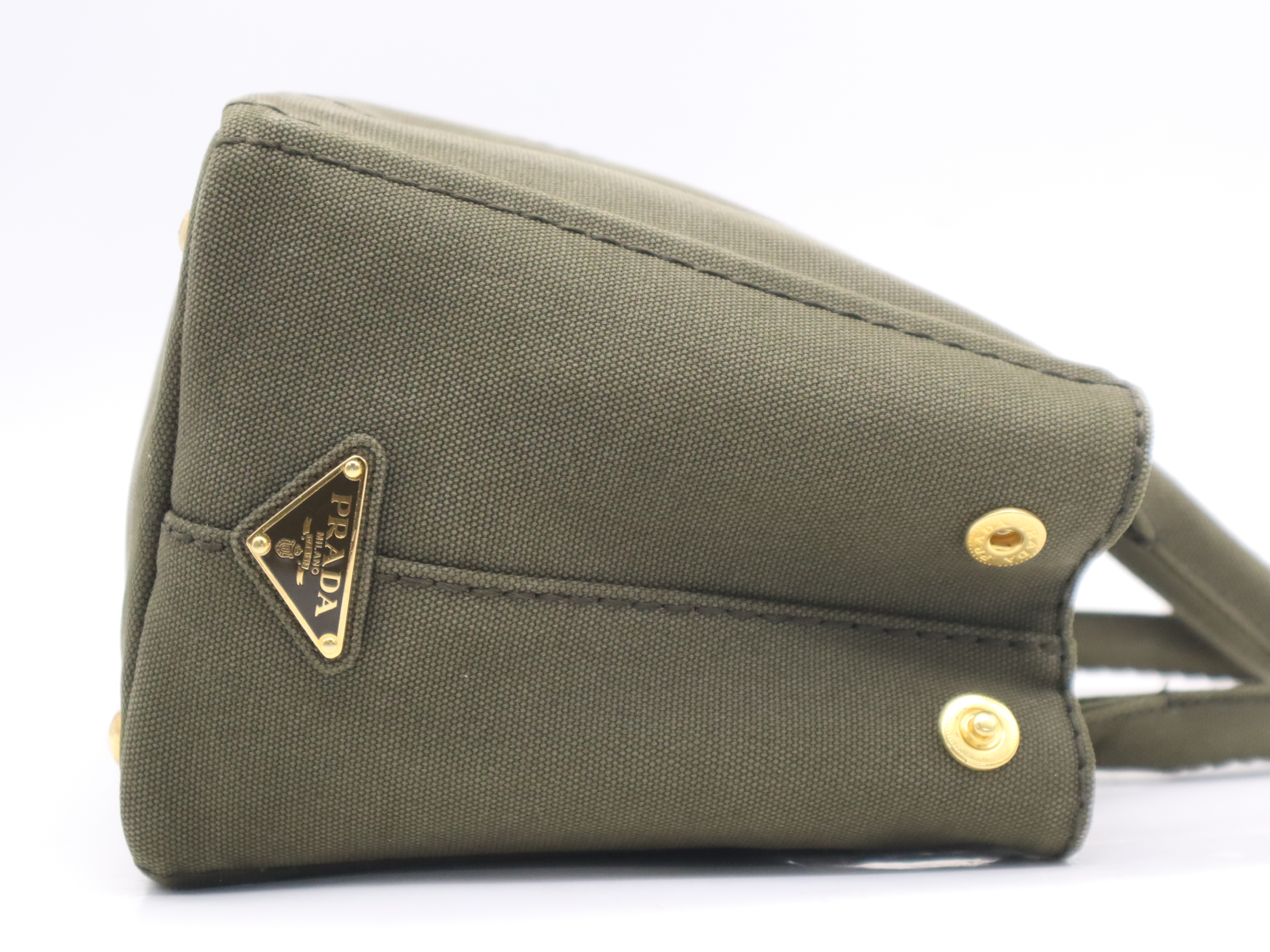 Canvas Canapa Mini Tote Bag, Khaki, Gold Hardware Tote Bag — view 5