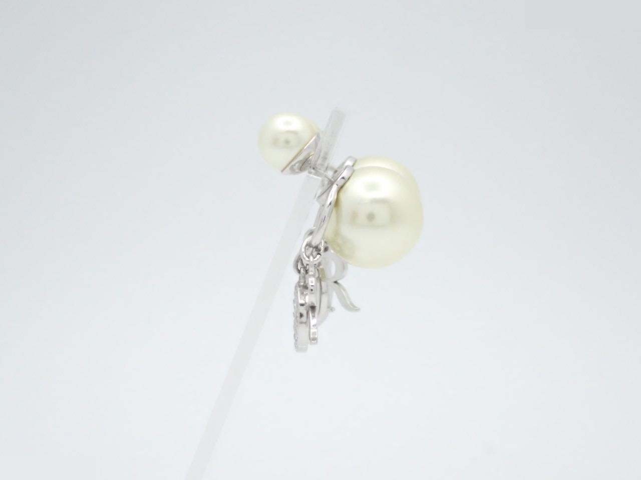 Logo, rhinestone, pearl earrings, silver — view 3