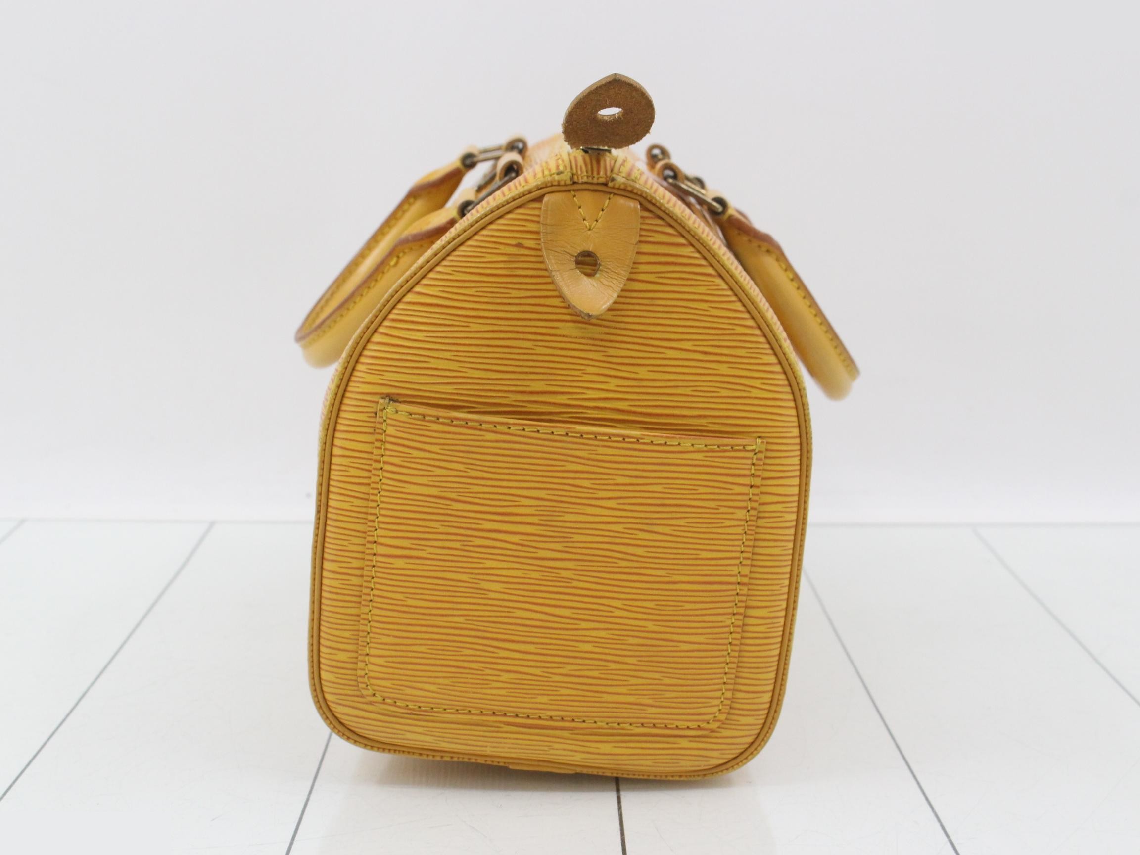 Epi Speedy 25 Handbag/Boston Bag, Yellow, Gold Hardware — view 4