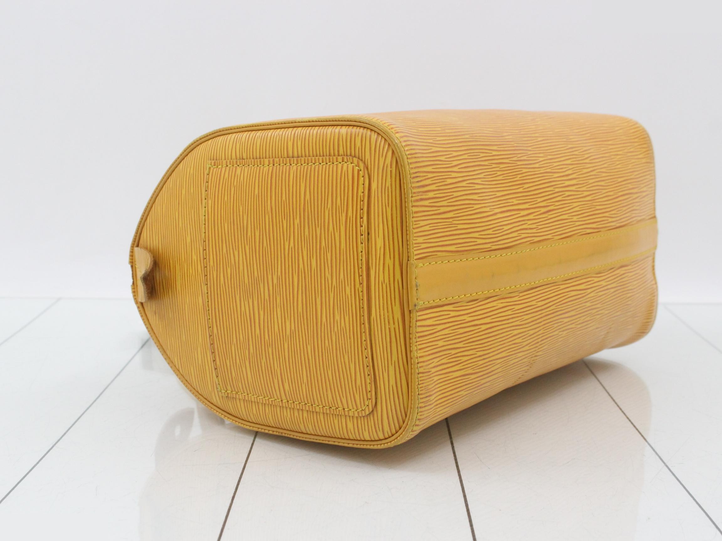 Epi Speedy 25 Handbag/Boston Bag, Yellow, Gold Hardware — view 5