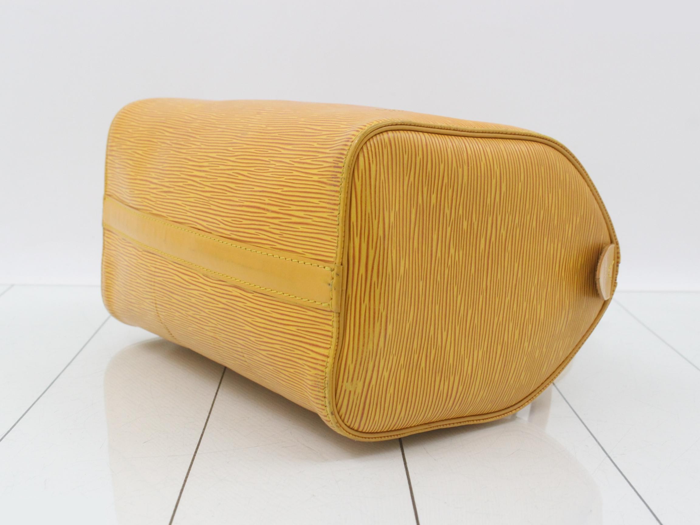 Epi Speedy 25 Handbag/Boston Bag, Yellow, Gold Hardware — view 6