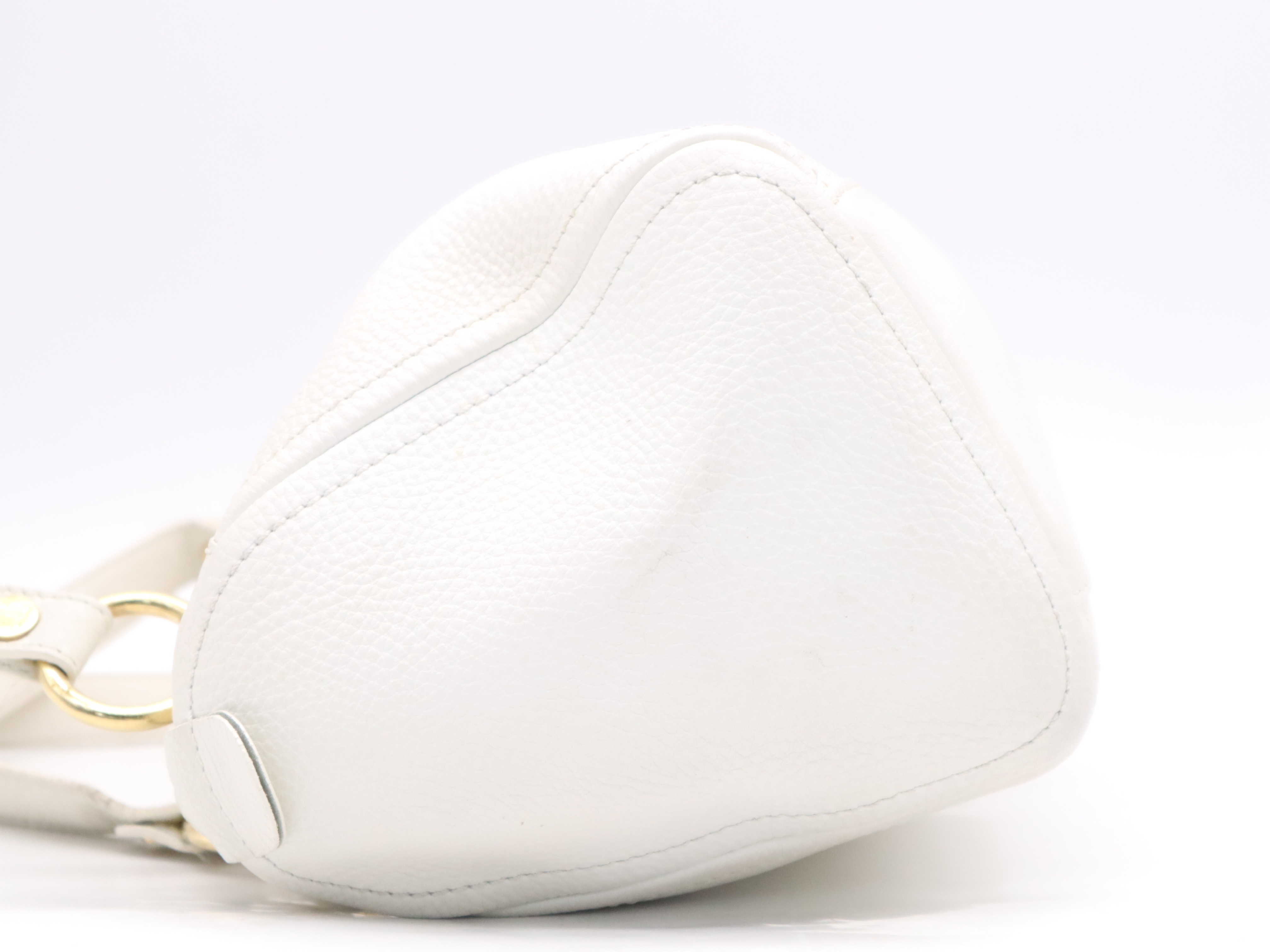 Leather Mini Boston Bag with White Leather, Gold Hardware, and Card Holder — view 3
