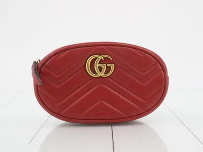 GG Marmont Waist Bag, Red Leather