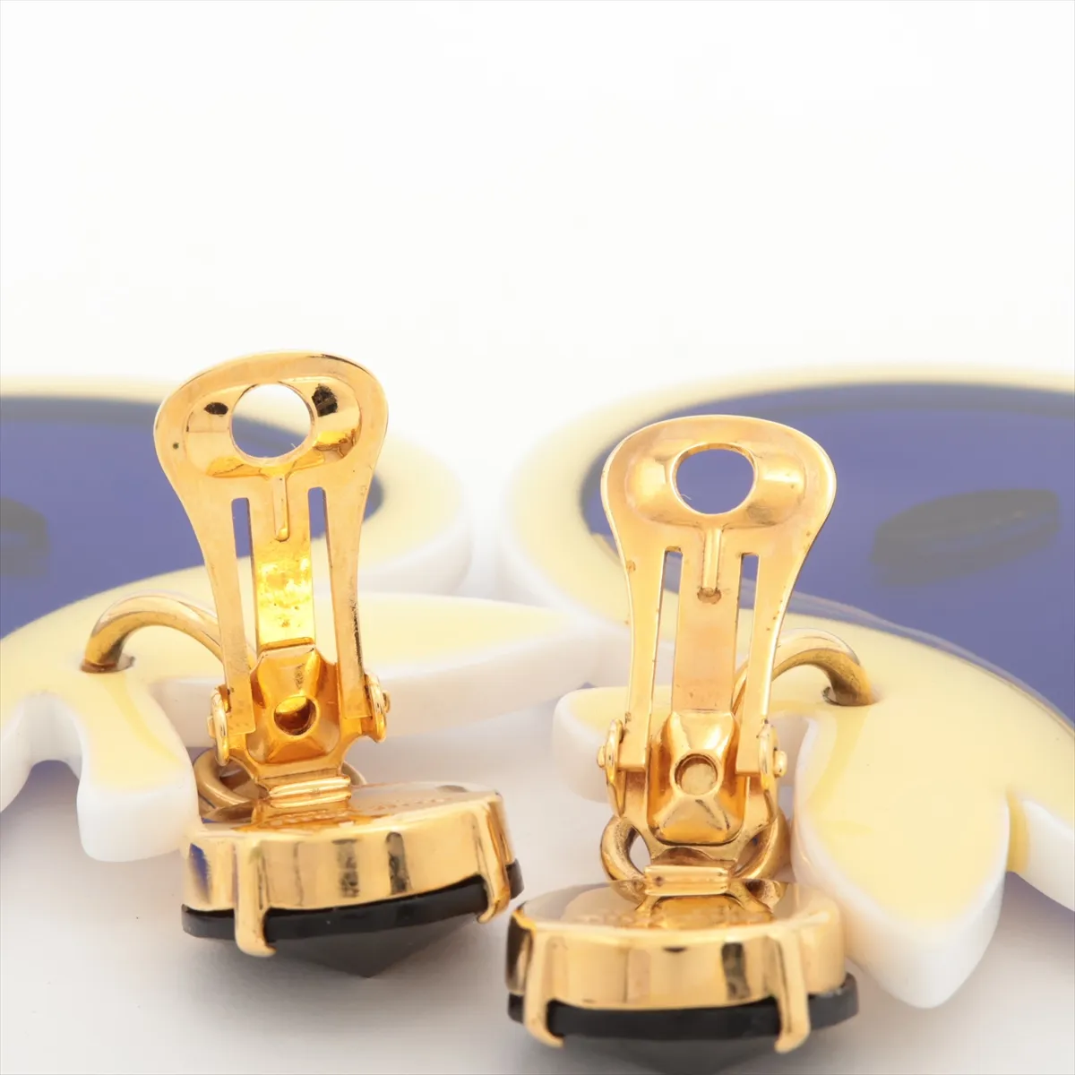 Apple Earrings (Pair) GP x Plastic x Rhinestone Blue x White — view 4