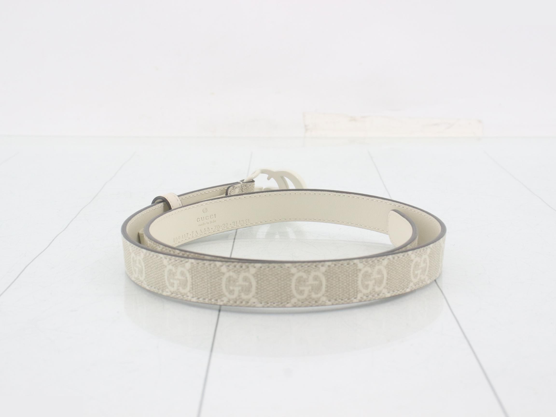 GG buckle belt, suggested retail price ¥68,200, size 70/28, white-gray. — view 2