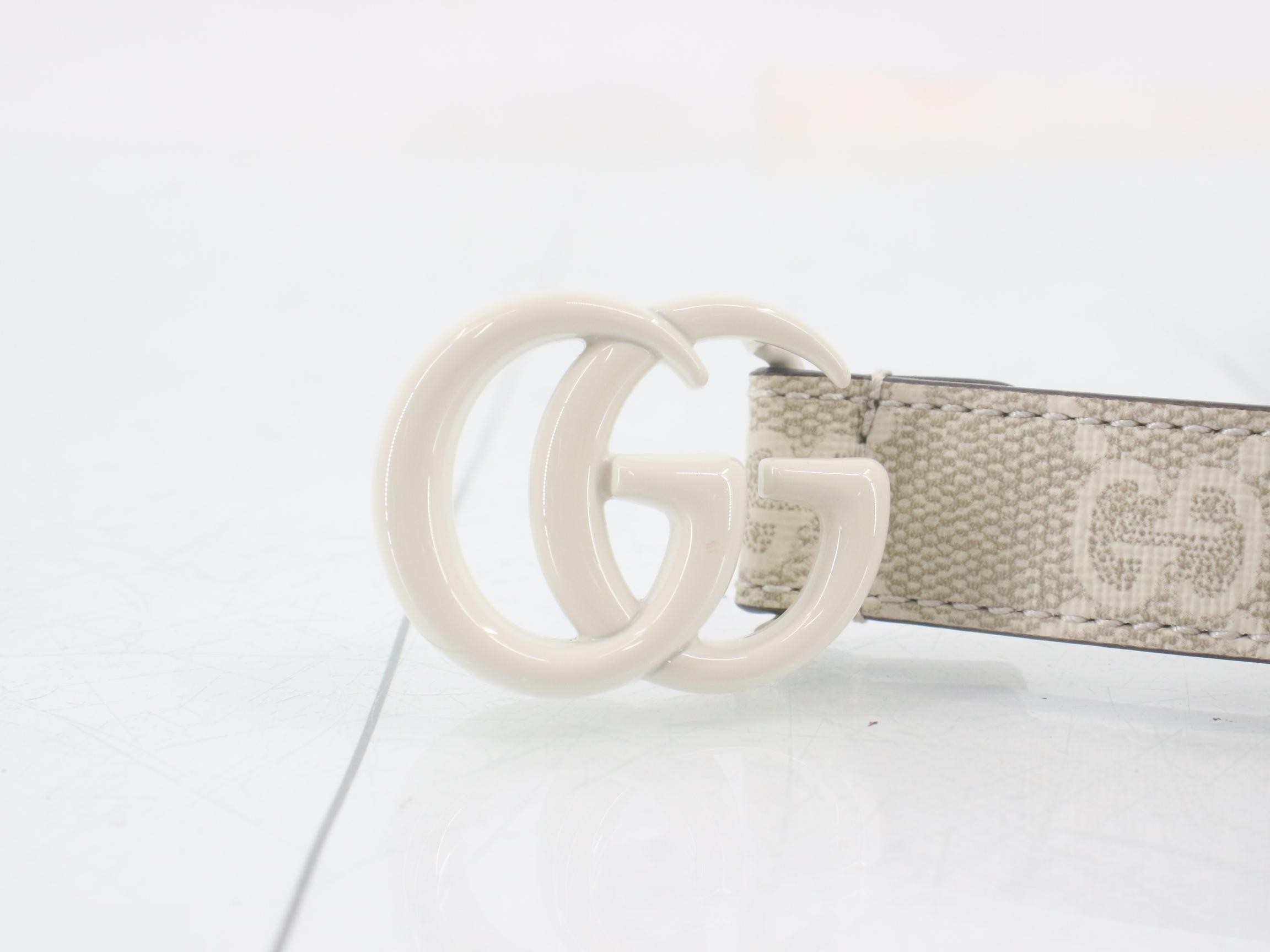 GG buckle belt, suggested retail price ¥68,200, size 70/28, white-gray. — view 3