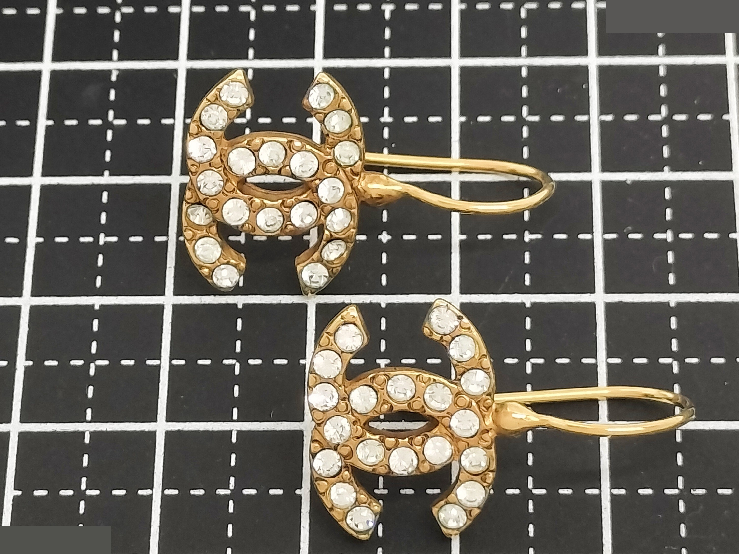 Coco Rhinestone Gold Earrings — view 7