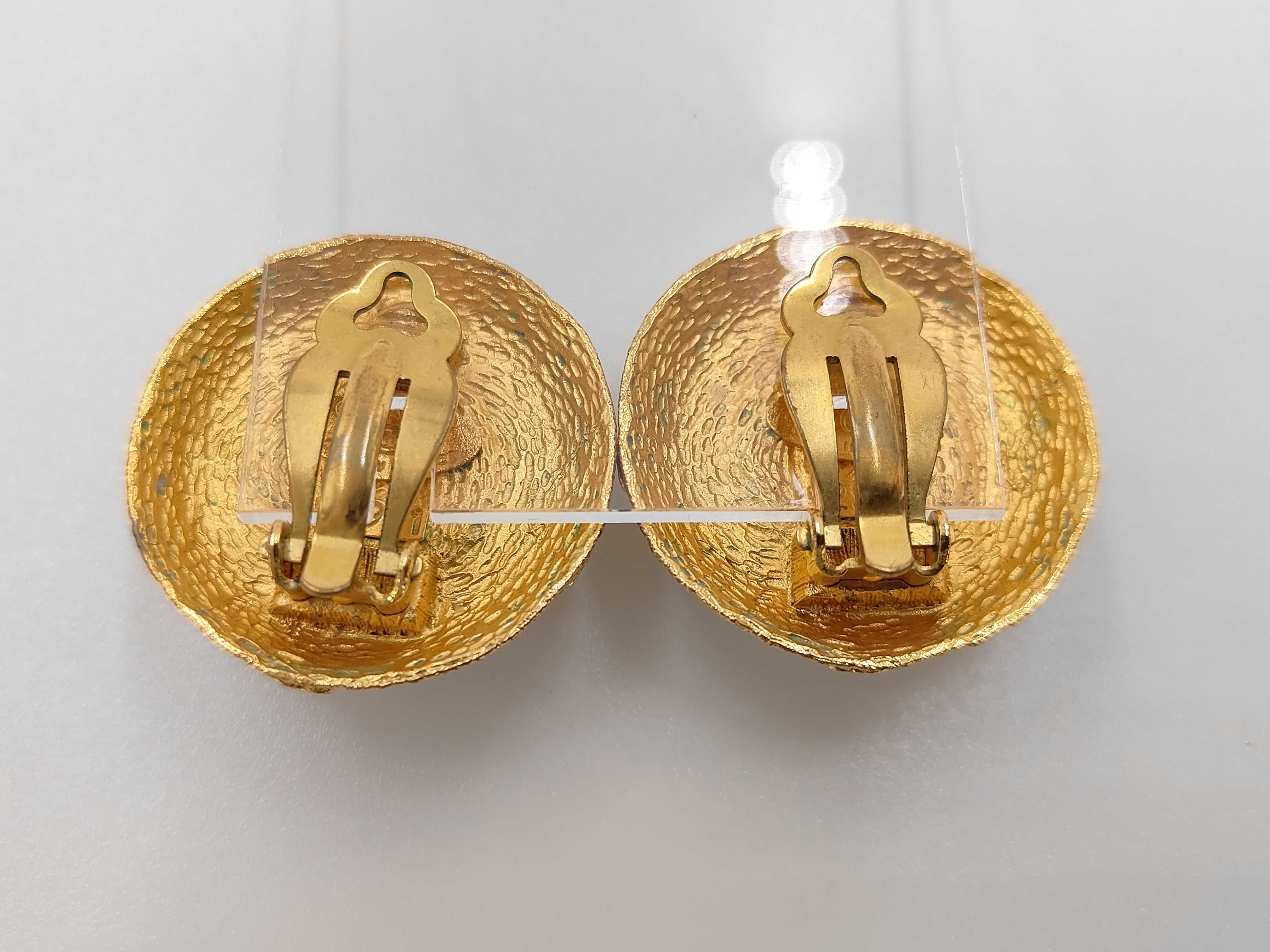 Gold Plated Faux Pearl Vintage Coco Mark Earrings — view 2