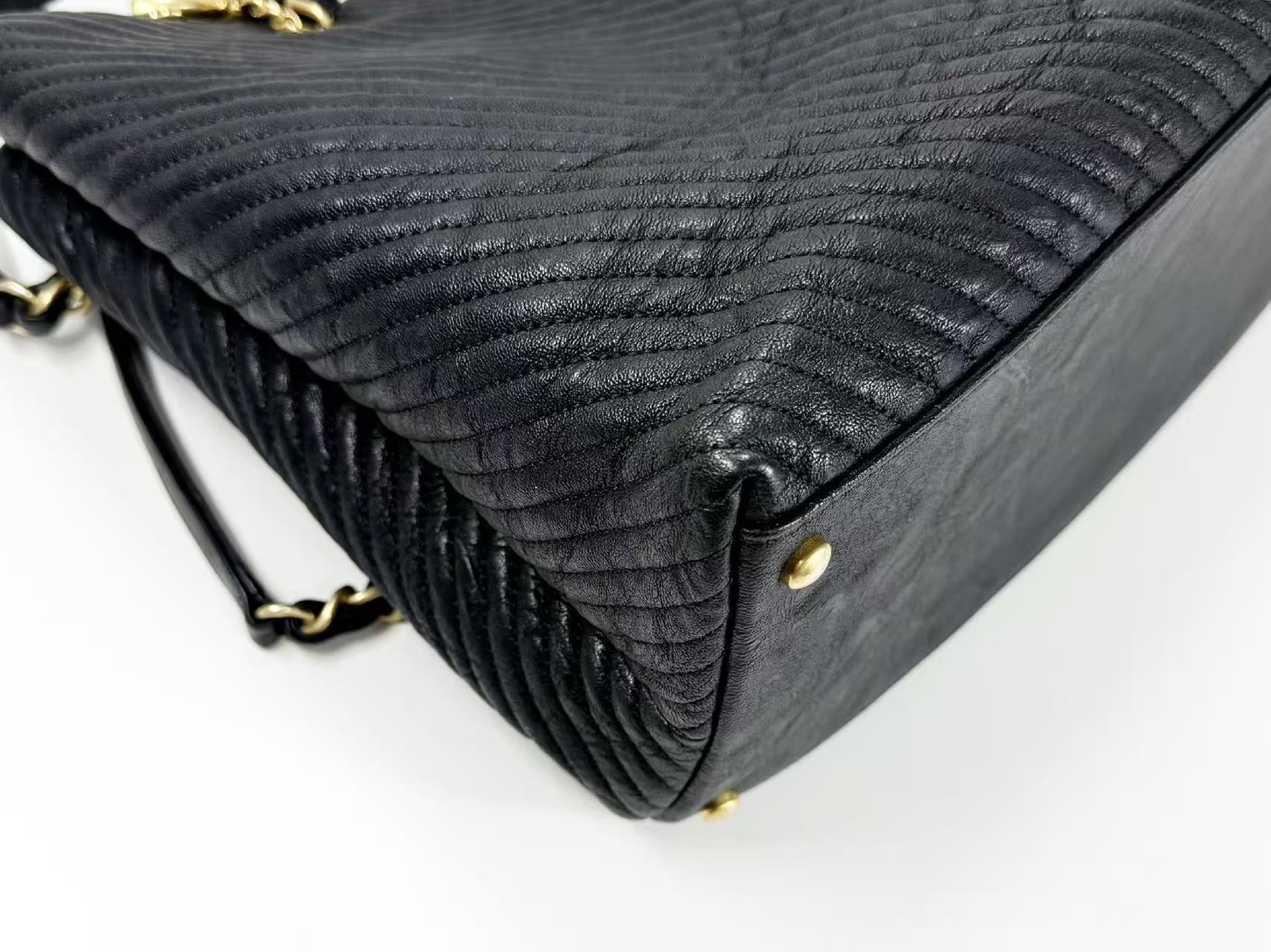 Black Chevron Wrinkled Coco Coin Charm Tote Bag, W35/H23/D15cm (approx.), Serial Number , with Authenticity Card, Dust Bag, and Seal. Vintage Gold Hardware. 21776726 Tote Bag — view 11