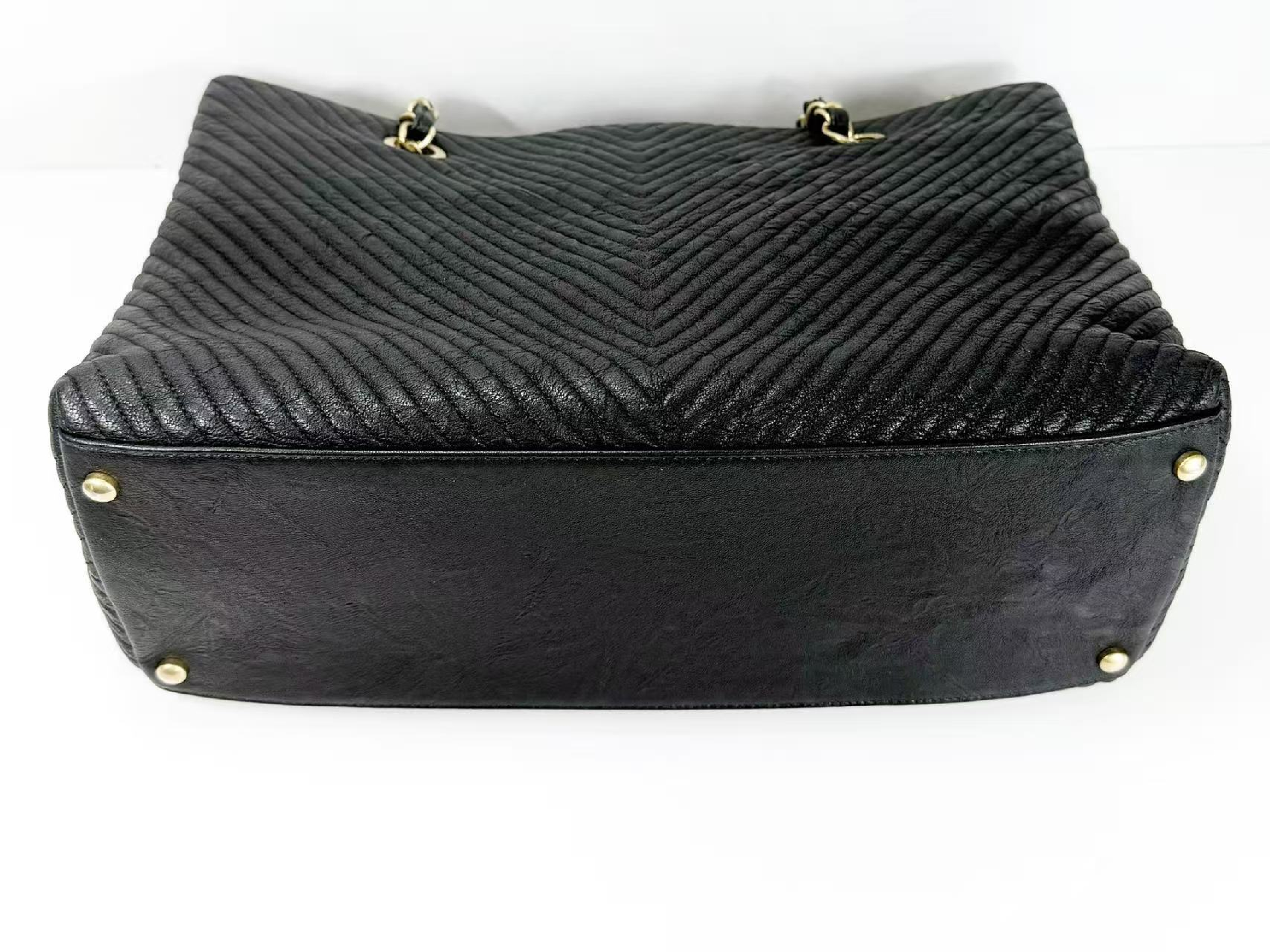 Black Chevron Wrinkled Coco Coin Charm Tote Bag, W35/H23/D15cm (approx.), Serial Number , with Authenticity Card, Dust Bag, and Seal. Vintage Gold Hardware. 21776726 Tote Bag — view 13