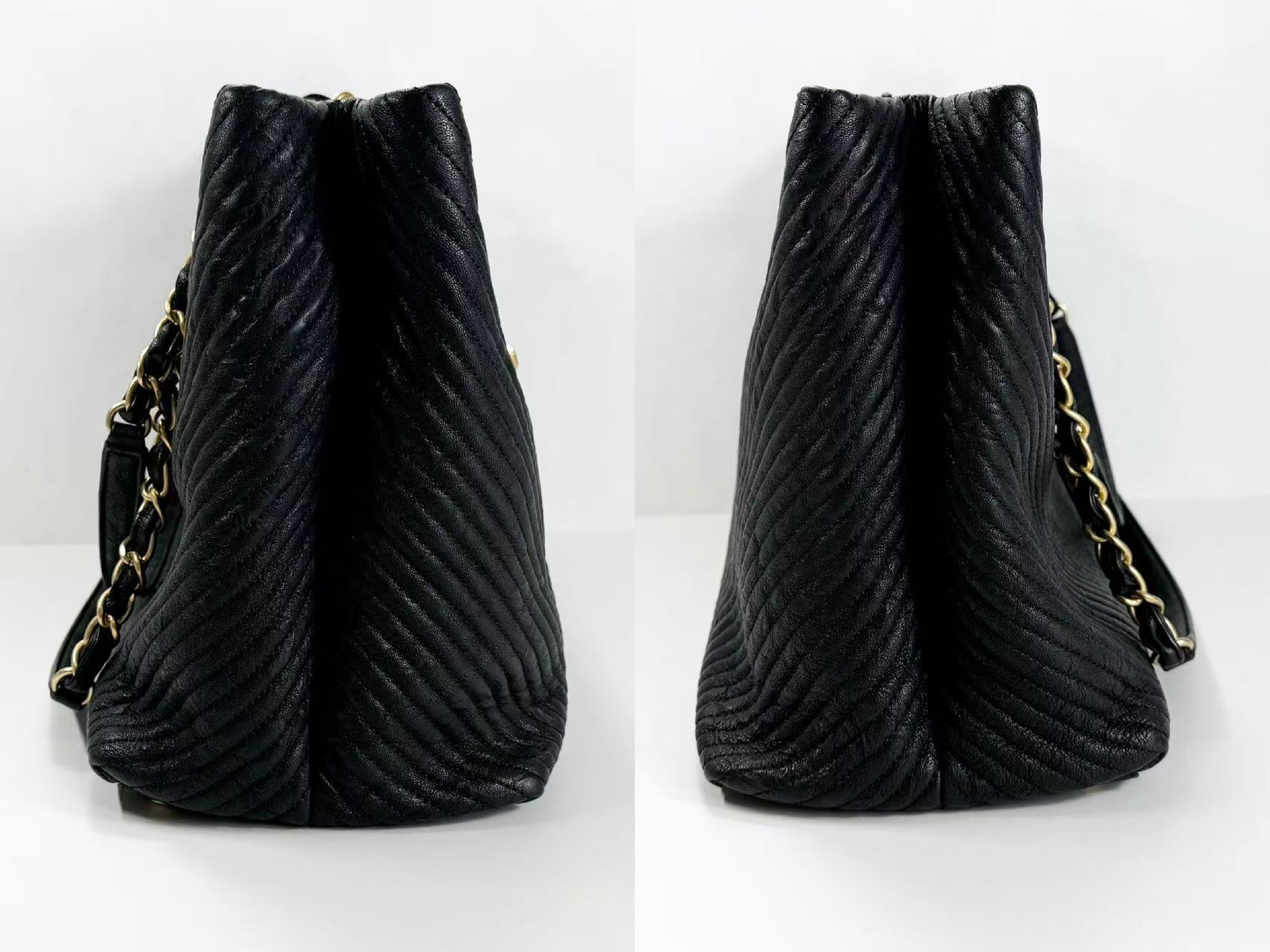 Black Chevron Wrinkled Coco Coin Charm Tote Bag, W35/H23/D15cm (approx.), Serial Number , with Authenticity Card, Dust Bag, and Seal. Vintage Gold Hardware. 21776726 Tote Bag — view 14