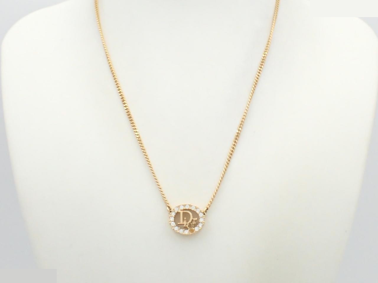 Rhinestone-embellished logo necklace; neck circumference approximately 45cm — view 3