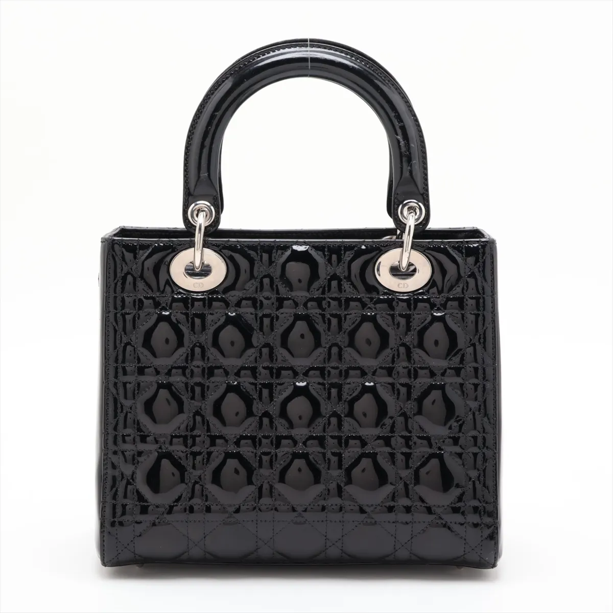 Lady Dior Cannage Patent Leather 2-Way Handbag, Black — view 2