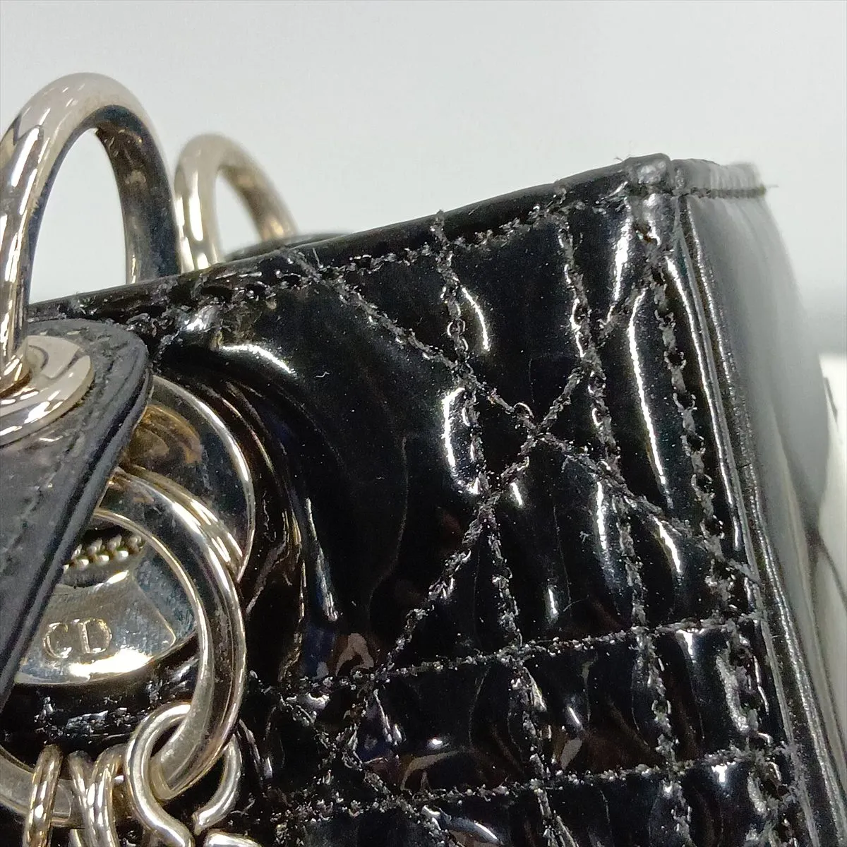 Lady Dior Cannage Patent Leather 2-Way Handbag, Black — view 13