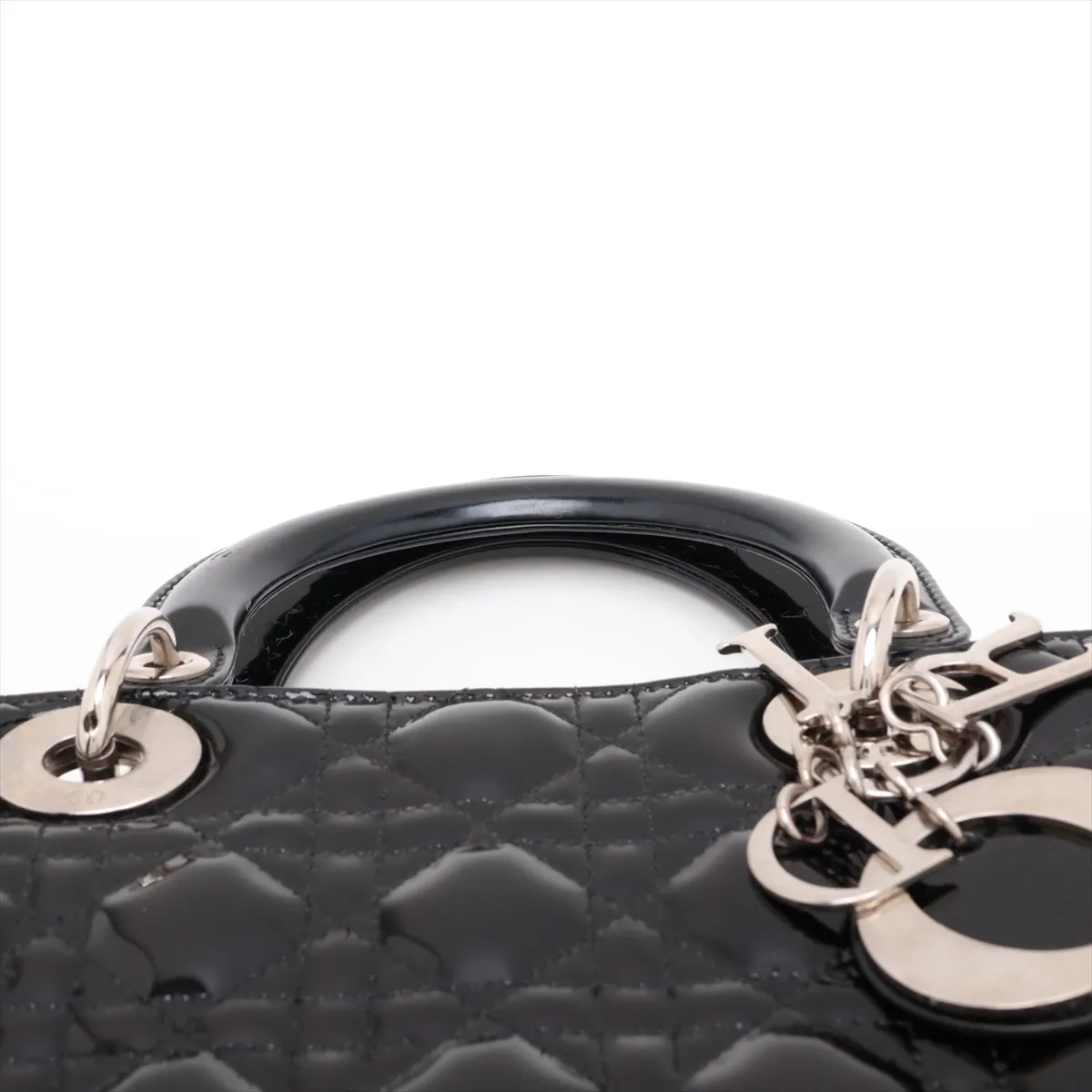 Lady Dior Cannage Patent Leather 2-Way Handbag, Black — view 6