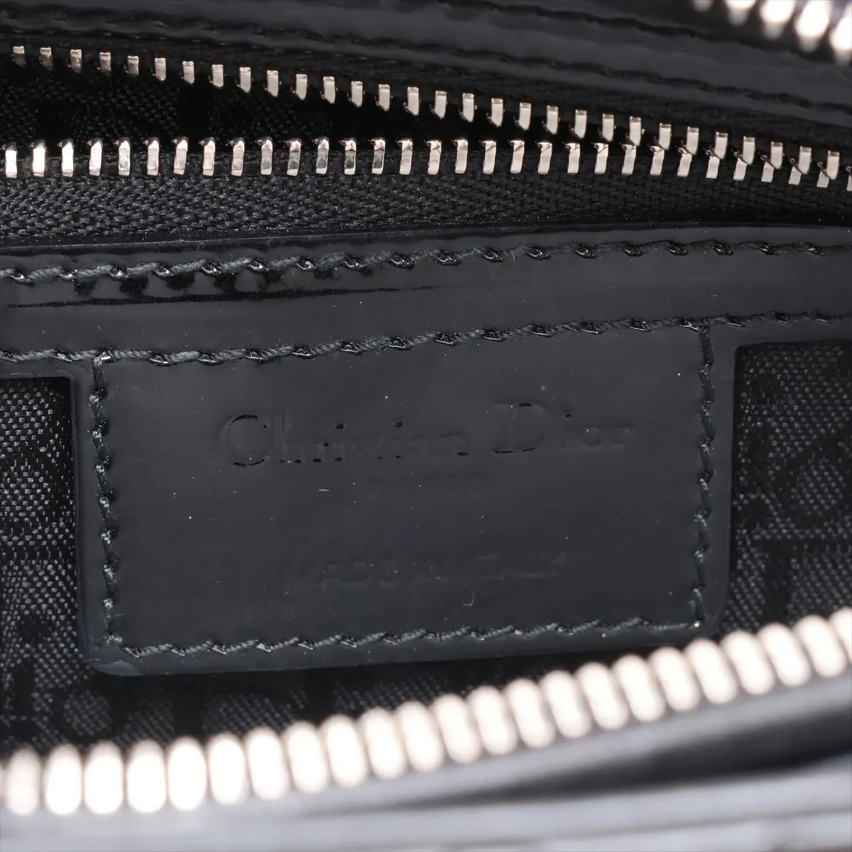 Lady Dior Cannage Patent Leather 2-Way Handbag, Black — view 10
