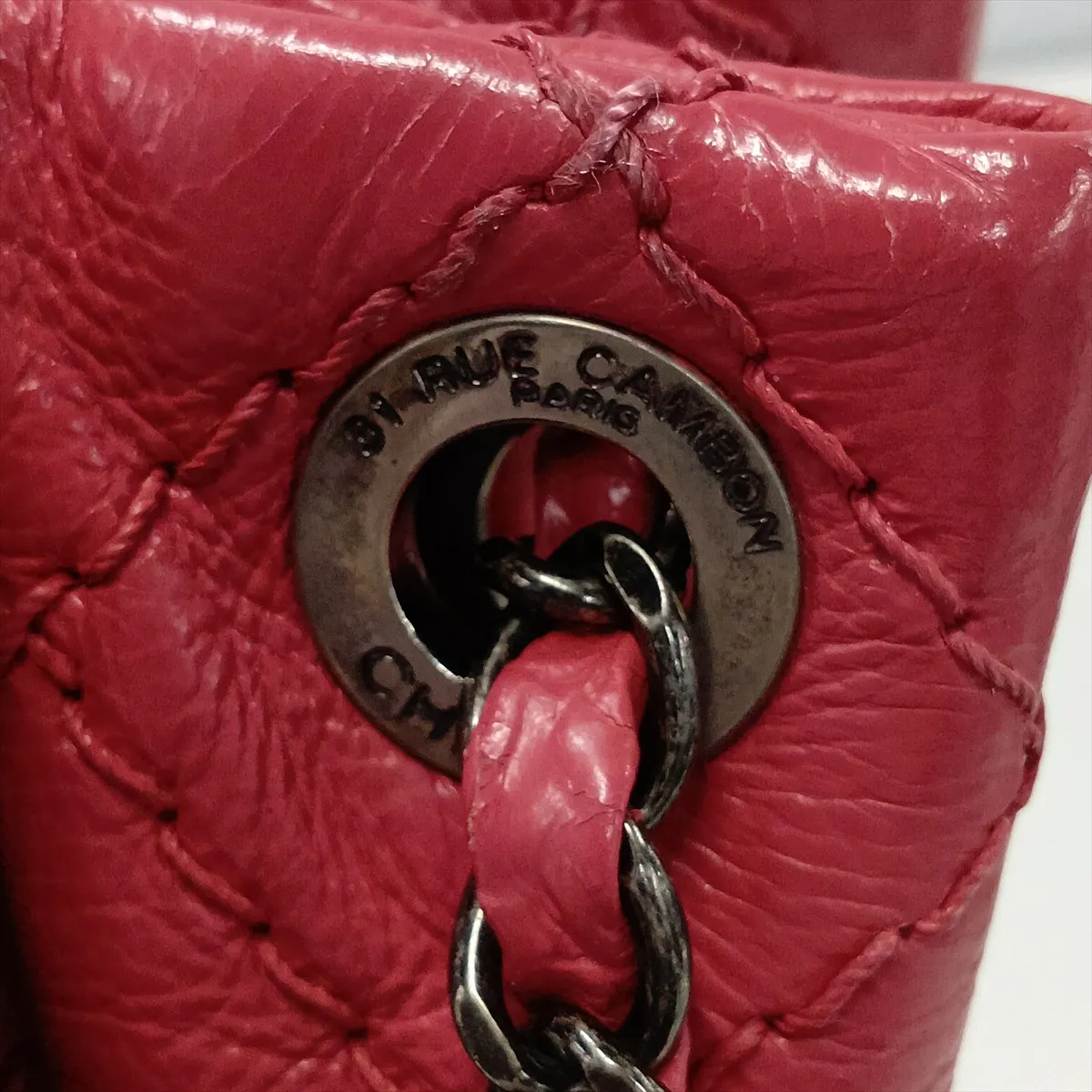 Wild Stitch Vintage Calf Chain Shoulder Bag, Pink, Gunmetal Hardware, 17983852, Serial Number 17 — view 15