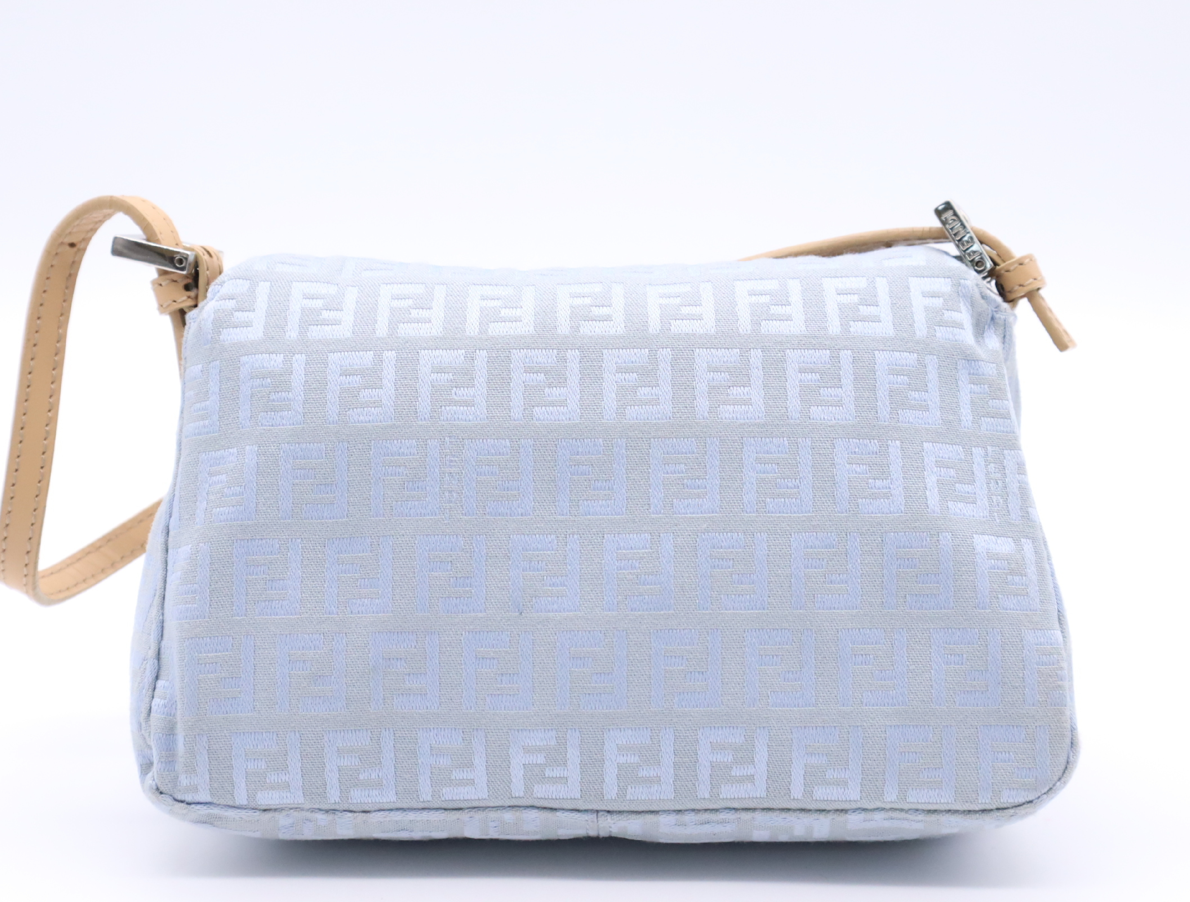 8BR180 Canvas x Leather Mini Mamma Bucket Shoulder Bag, Light Blue Handbag — view 2