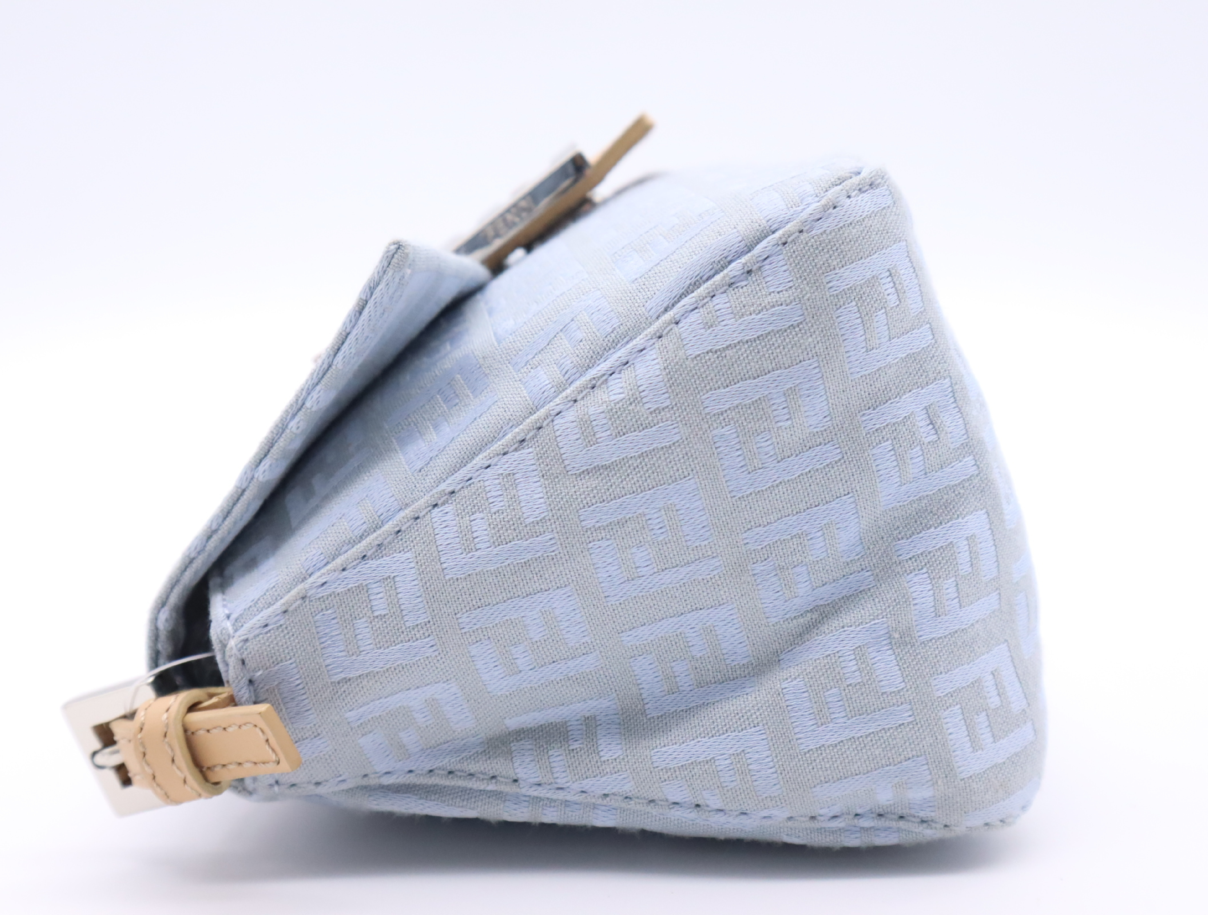 8BR180 Canvas x Leather Mini Mamma Bucket Shoulder Bag, Light Blue Handbag — view 3