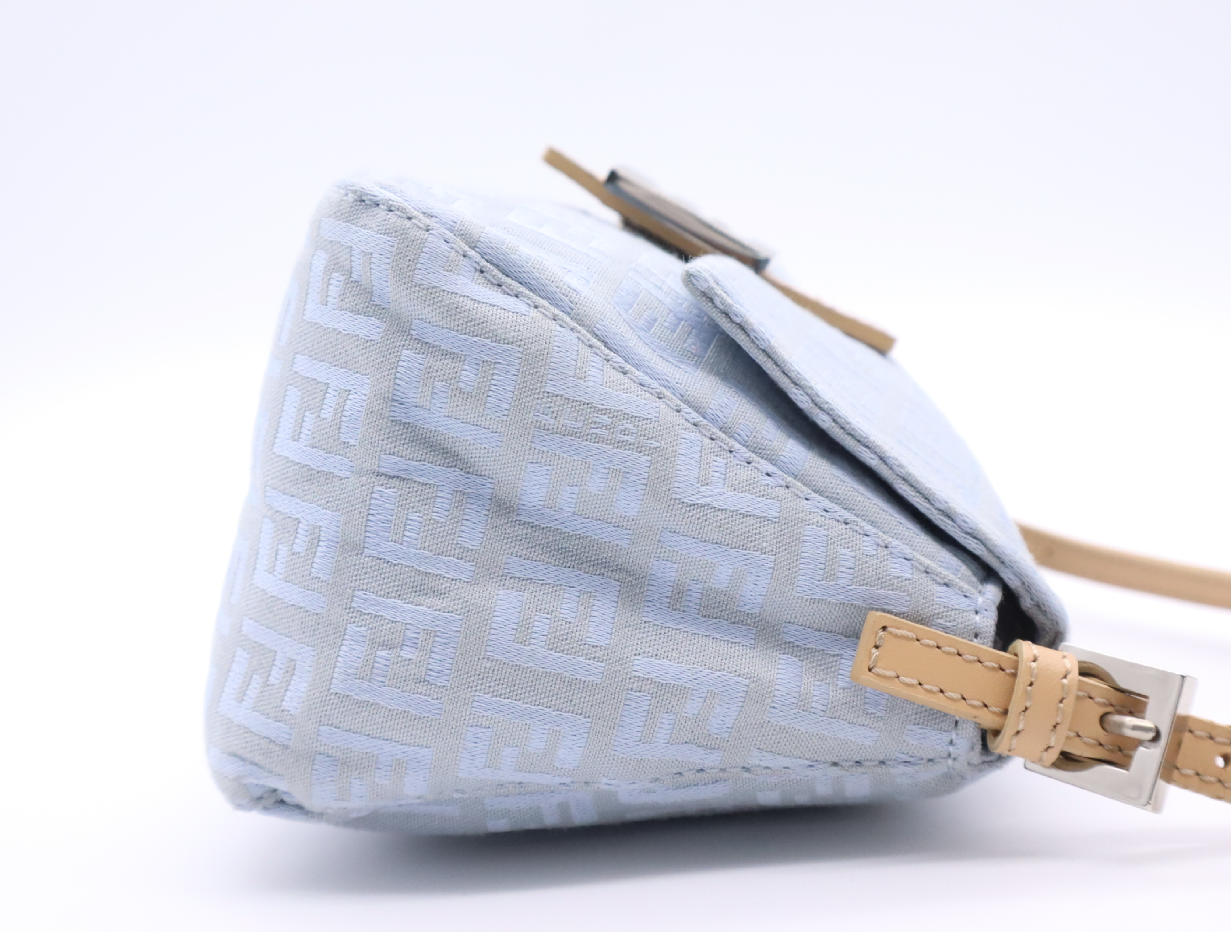 8BR180 Canvas x Leather Mini Mamma Bucket Shoulder Bag, Light Blue Handbag — view 5