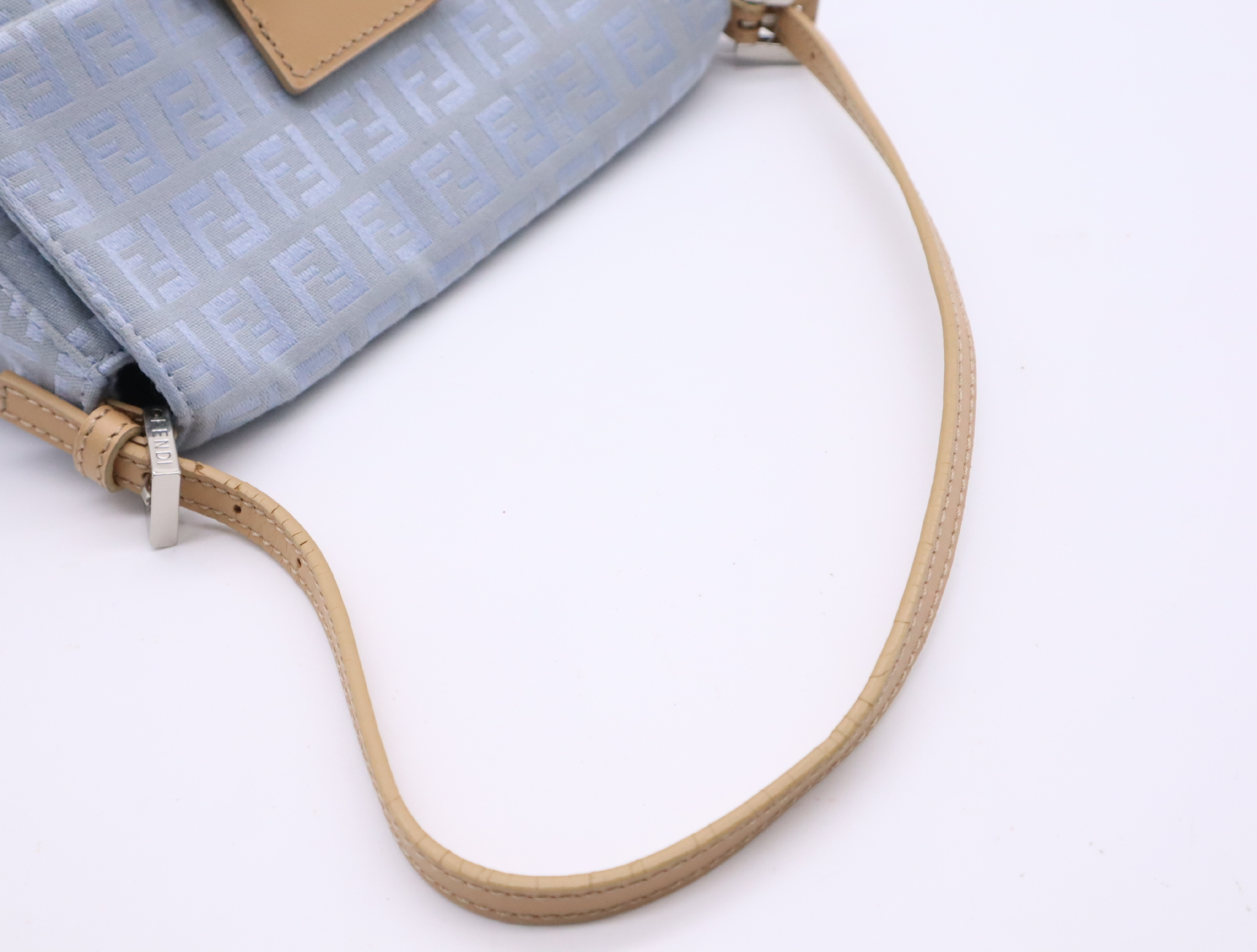8BR180 Canvas x Leather Mini Mamma Bucket Shoulder Bag, Light Blue Handbag — view 10