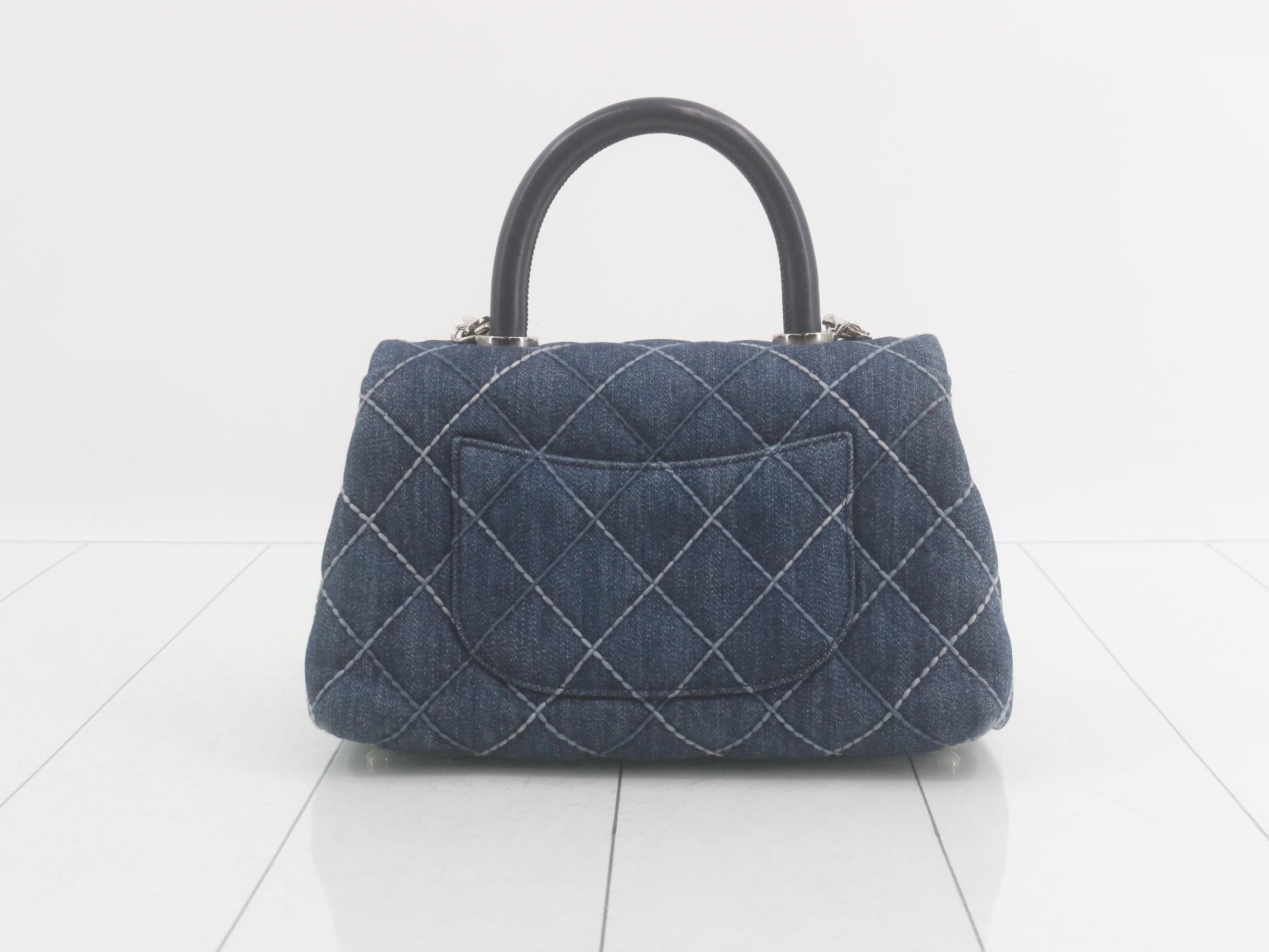 Denim Matelassé Top Handle 2-Way Chain Shoulder Bag (Series 27) — view 2