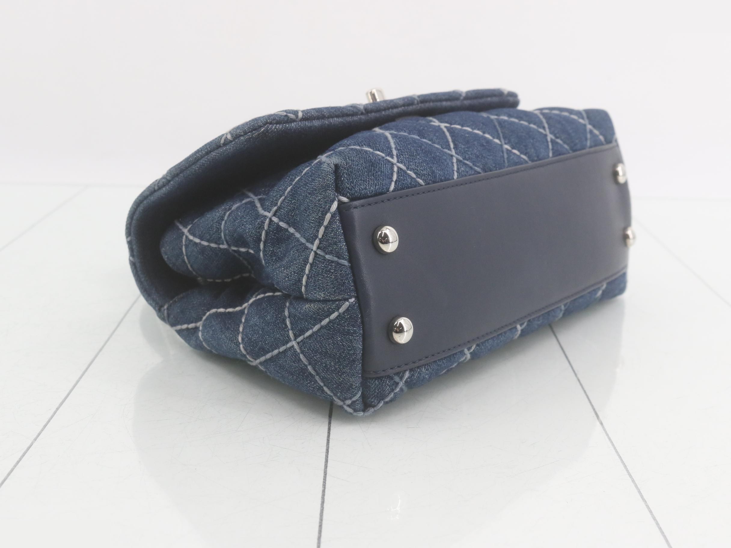 Denim Matelassé Top Handle 2-Way Chain Shoulder Bag (Series 27) — view 5