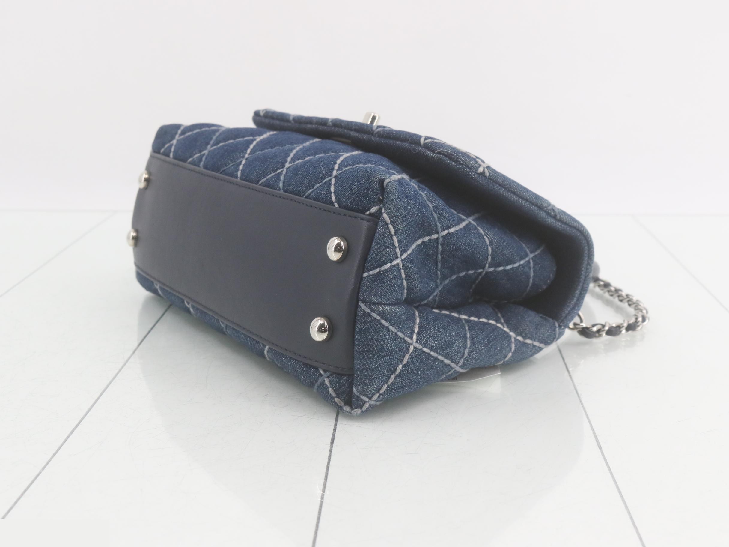 Denim Matelassé Top Handle 2-Way Chain Shoulder Bag (Series 27) — view 6