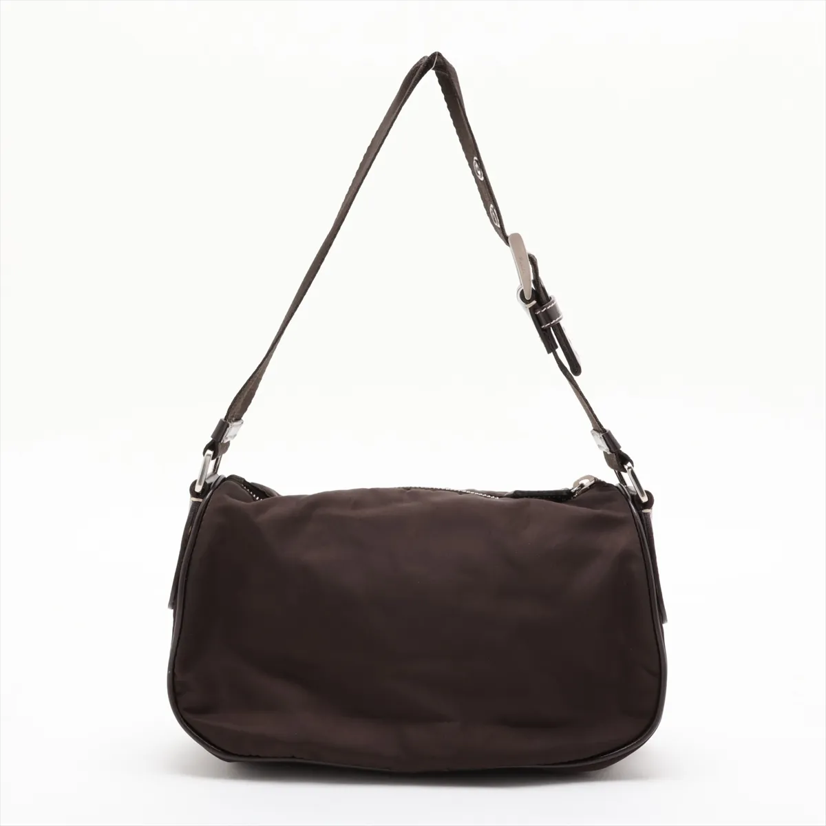 Tessuto Nylon x Leather Handbag, Brown — view 2