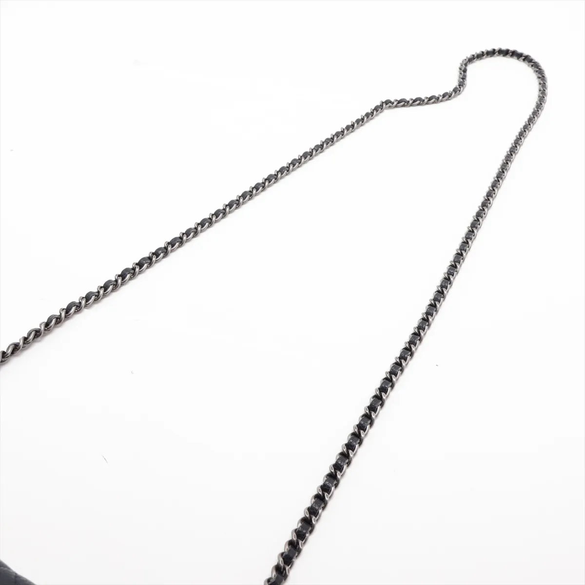 Matelassé Caviar Skin Chain Wallet, Navy, Gunmetal Hardware, 21345712, Serial Number 21 — view 5