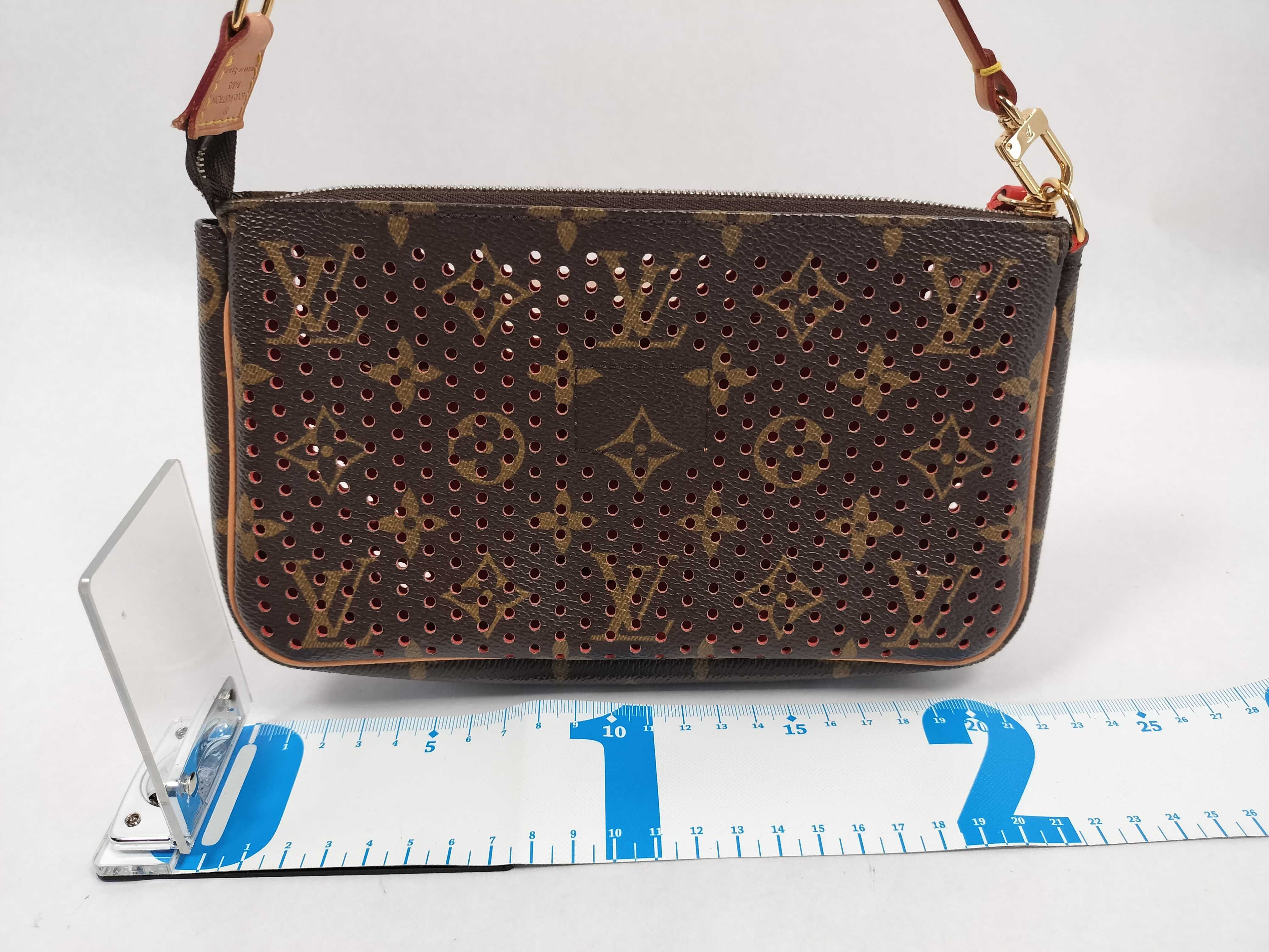 Monogram Perforated Pochette Accessoires Orange Pouch with Box — view 2