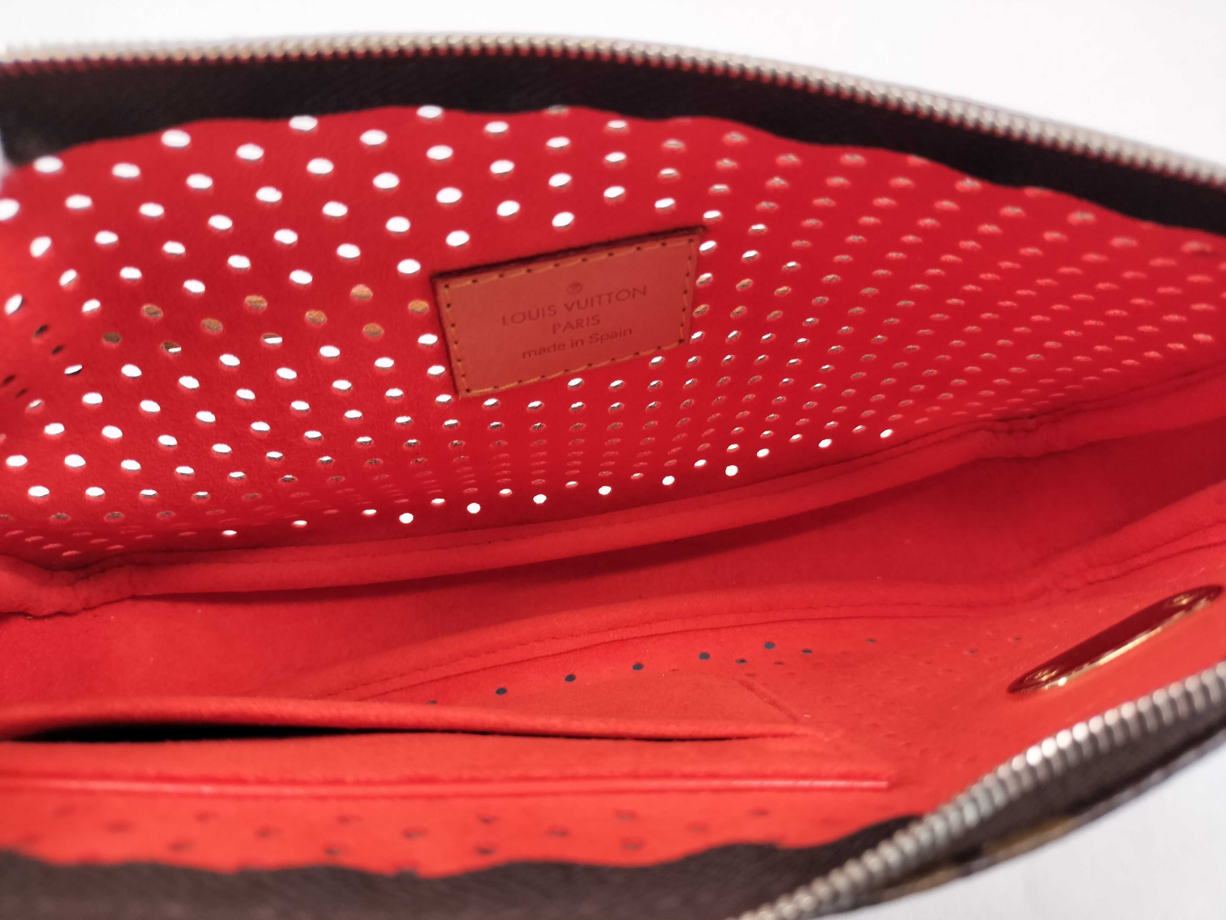 Monogram Perforated Pochette Accessoires Orange Pouch with Box — view 11