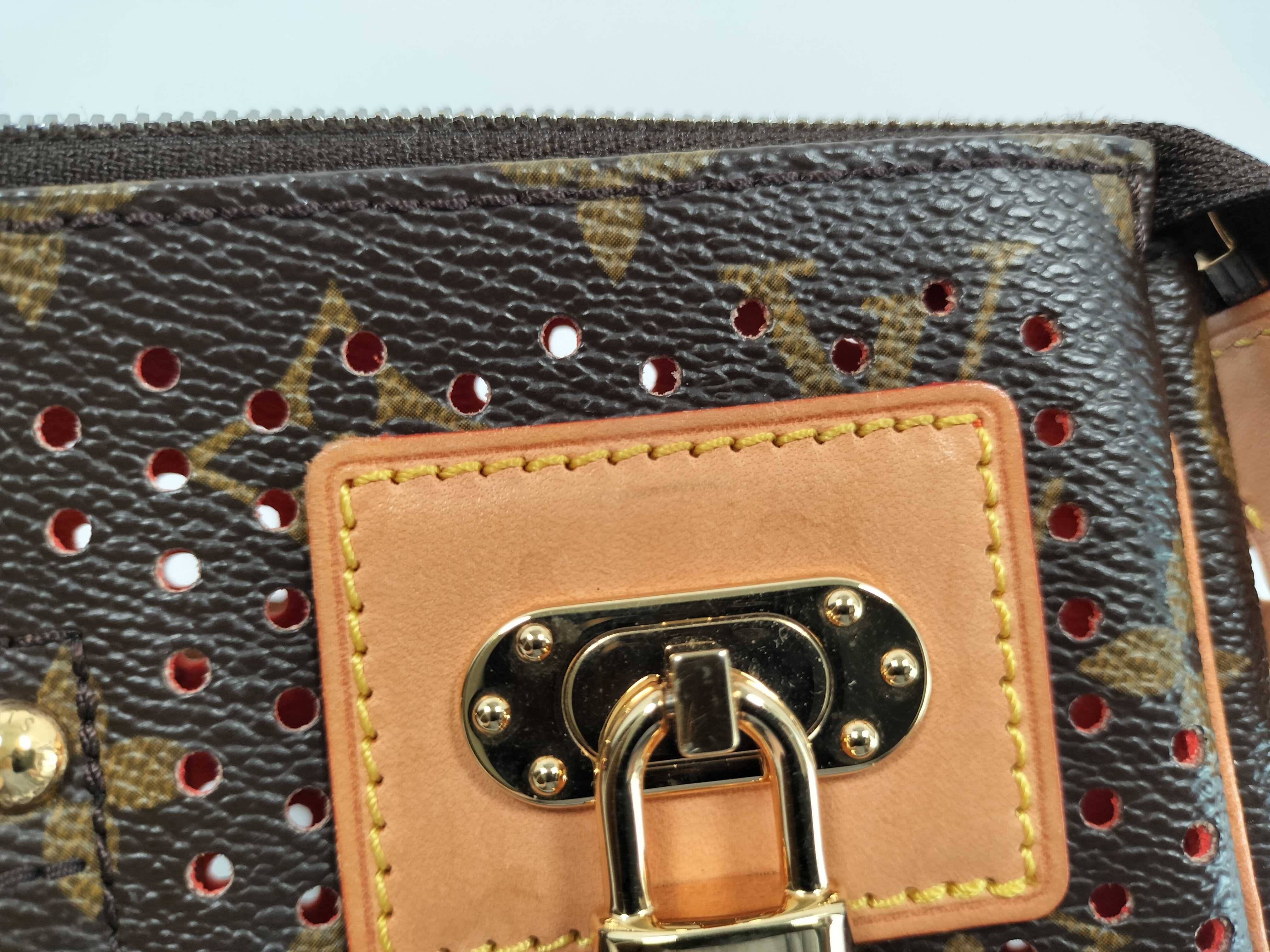 Monogram Perforated Pochette Accessoires Orange Pouch with Box — view 14