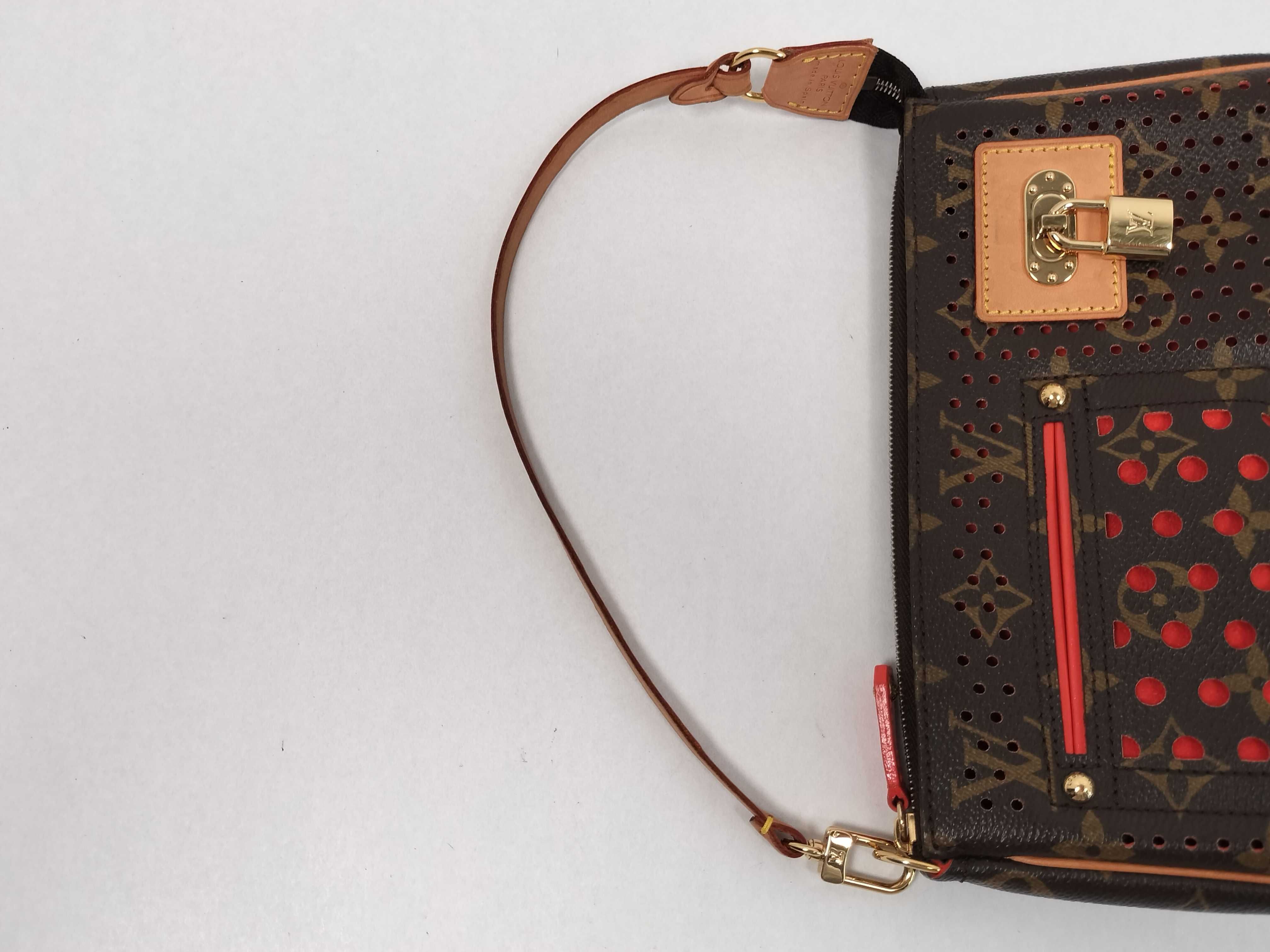 Monogram Perforated Pochette Accessoires Orange Pouch with Box — view 3