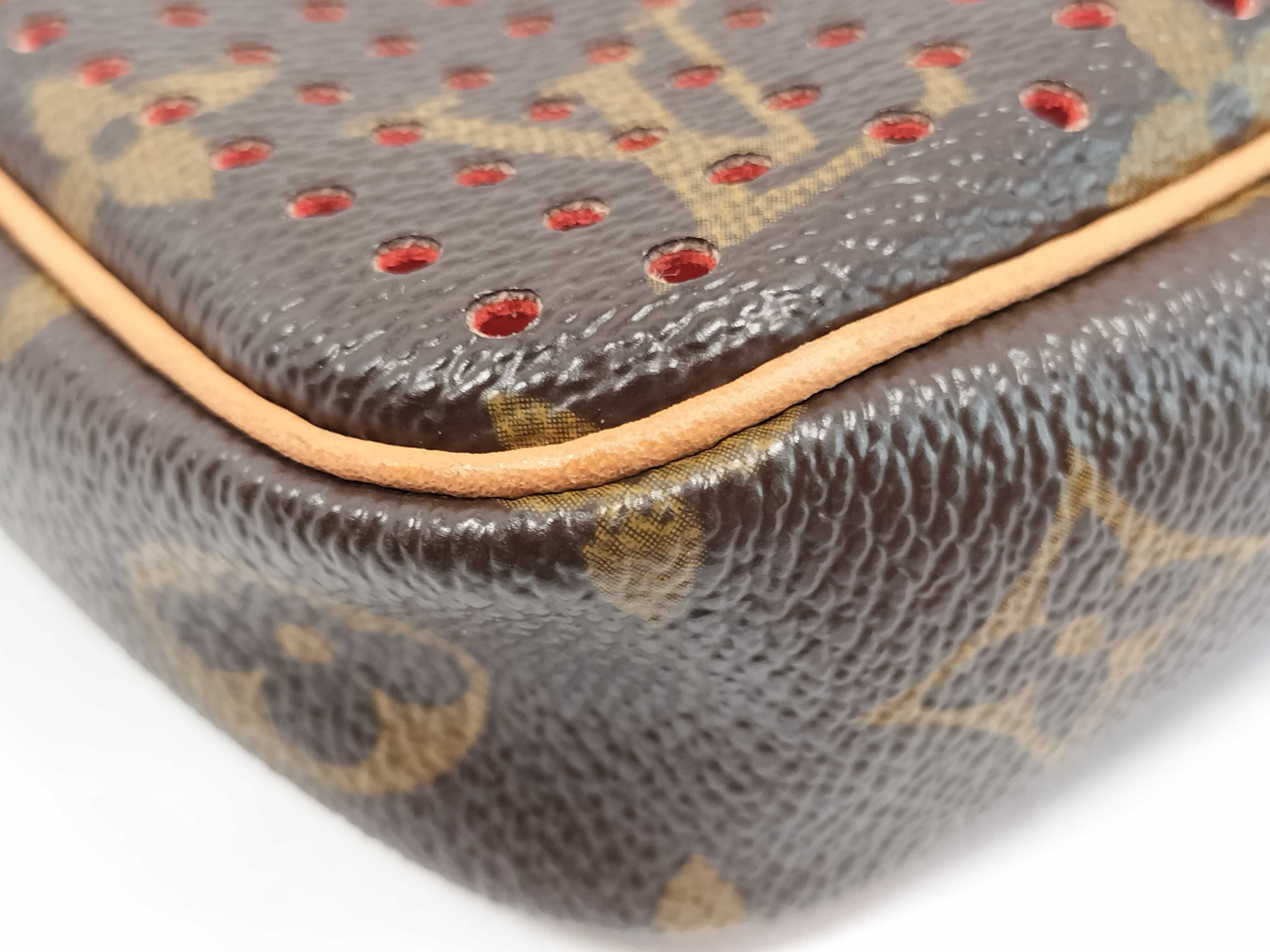 Monogram Perforated Pochette Accessoires Orange Pouch with Box — view 6