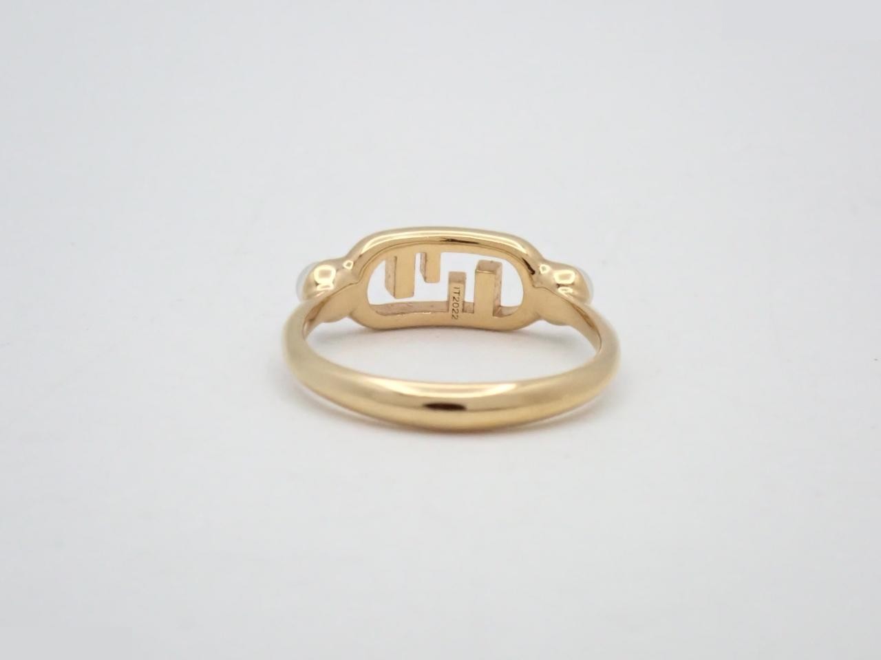 Auroch F Logo Faux Pearl Gold Ring Fendi — view 2