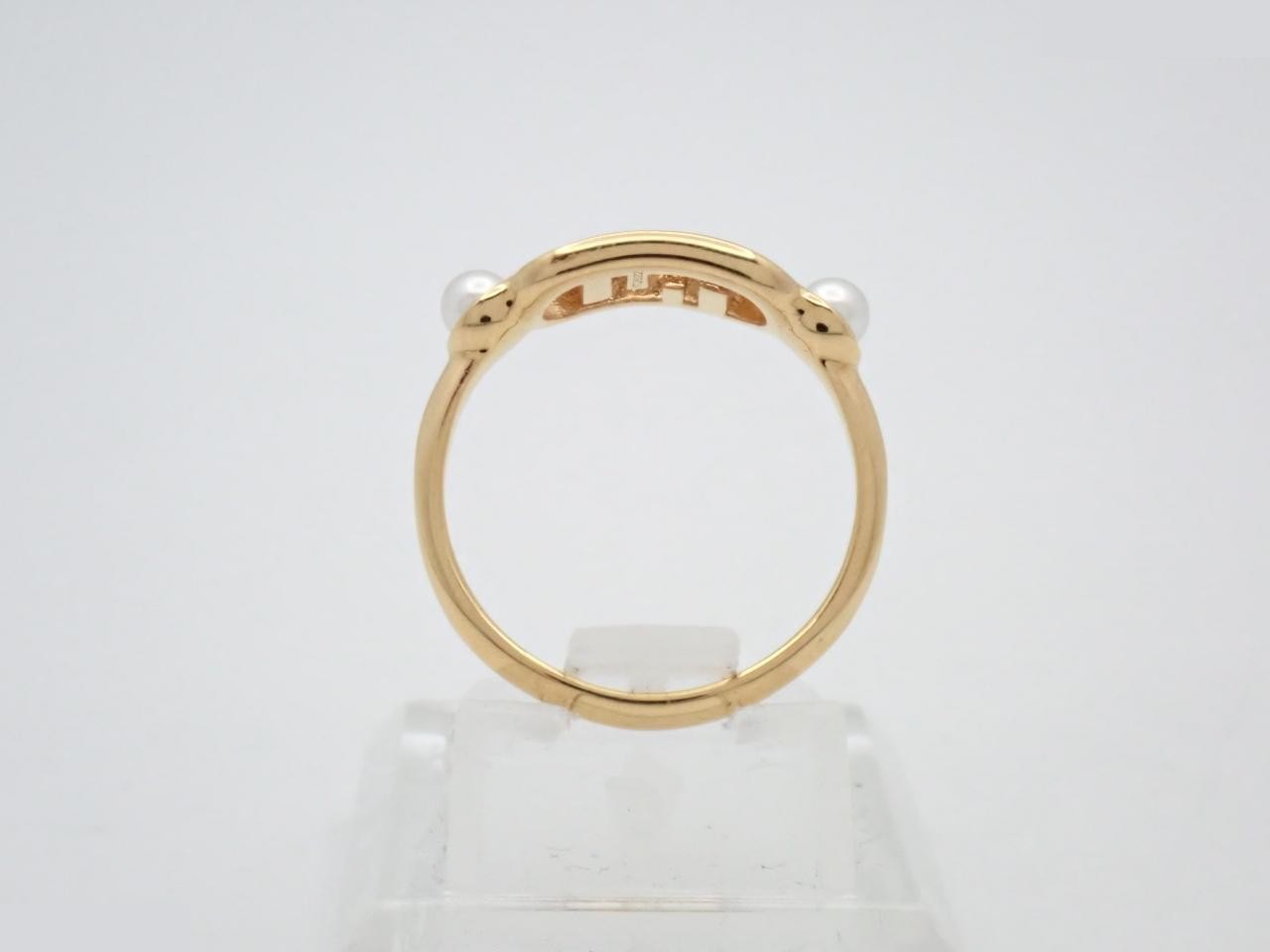Auroch F Logo Faux Pearl Gold Ring Fendi — view 3
