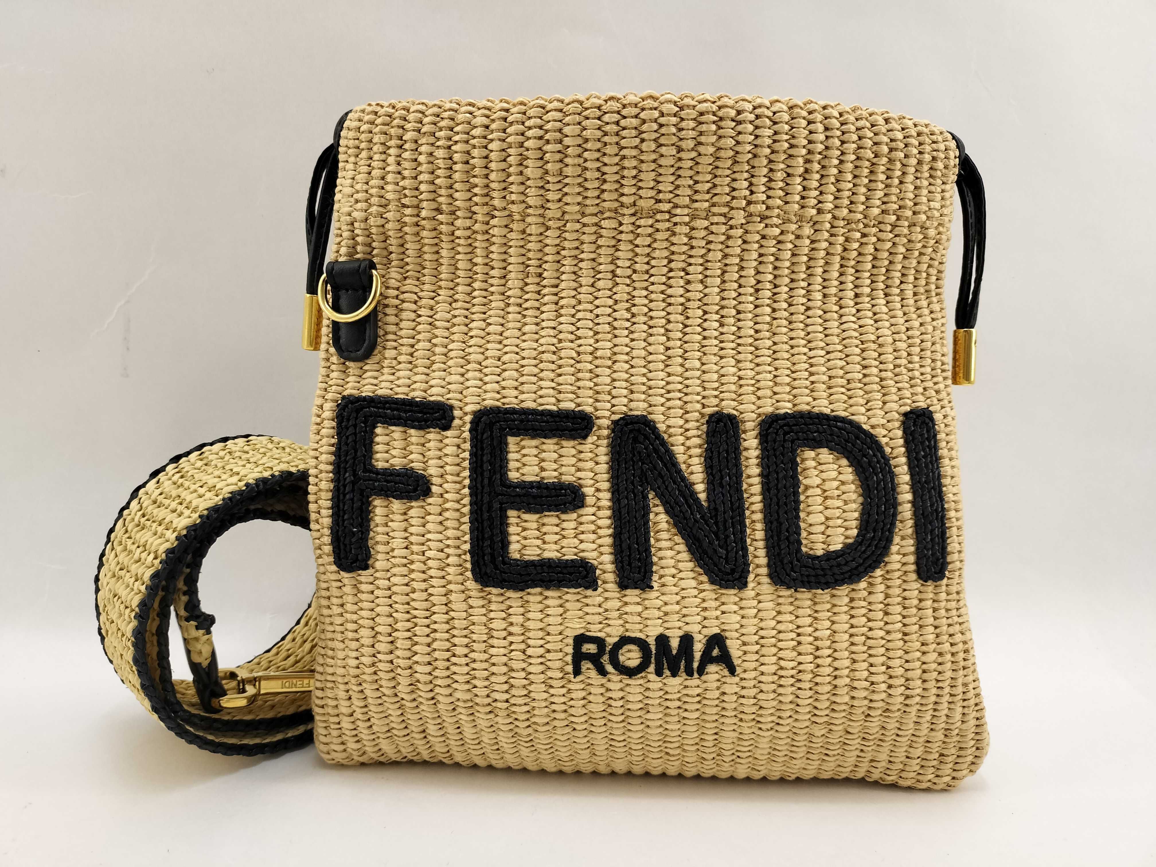 Logo Raffia x Leather Shoulder Bag, Beige, 8BT337 Bag