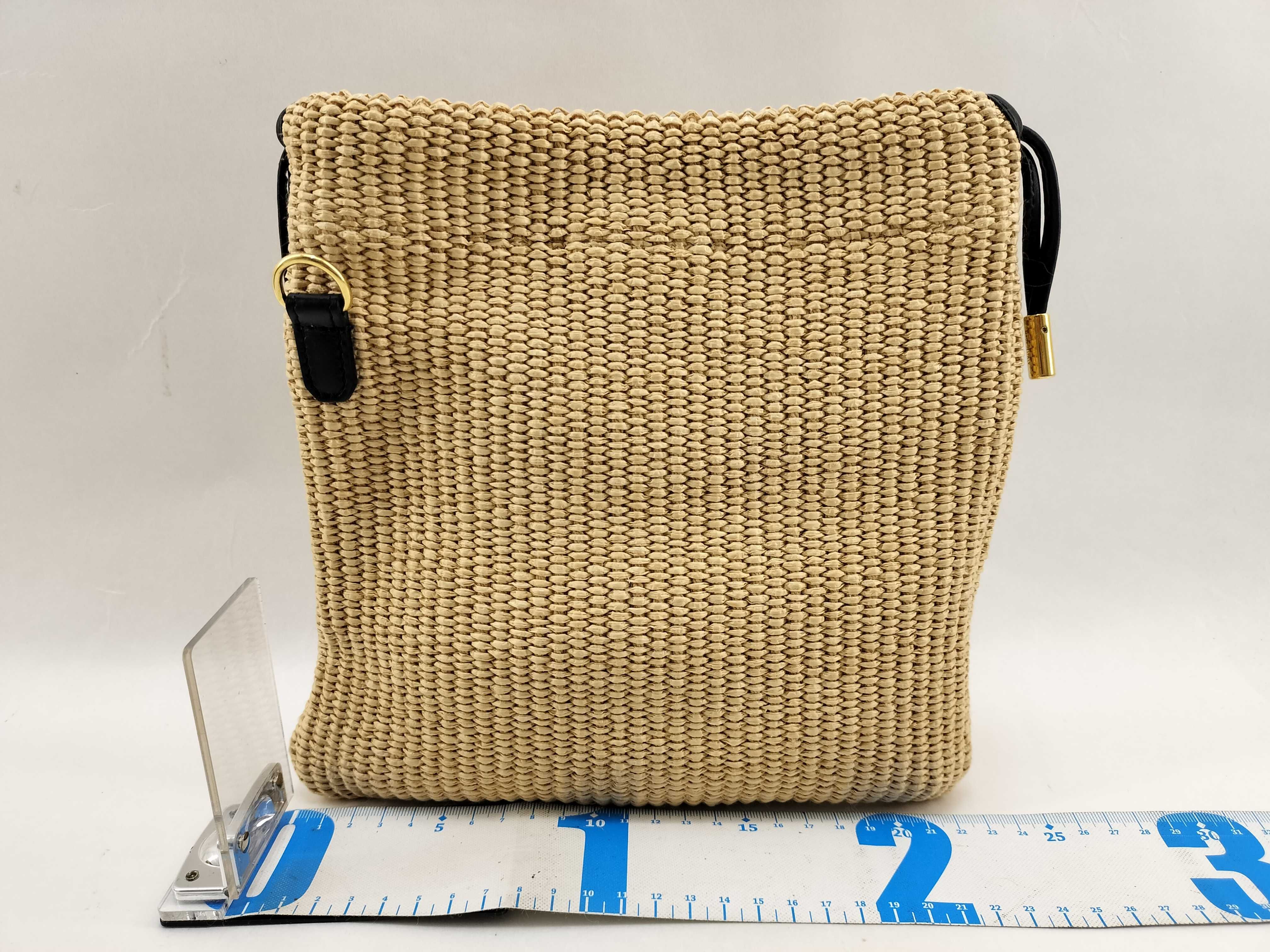 Logo Raffia x Leather Shoulder Bag, Beige, 8BT337 Bag — view 2