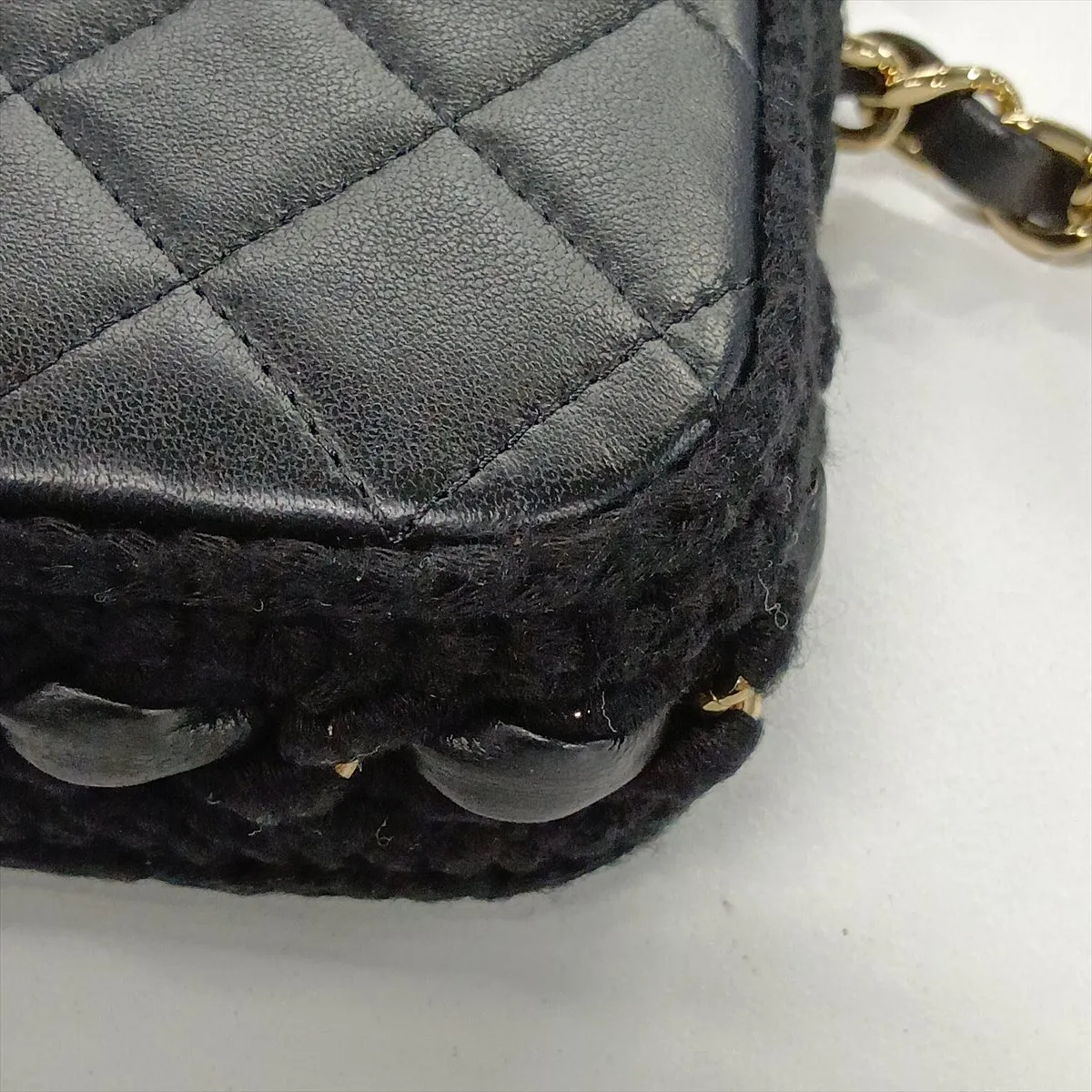 Matelassé Lambskin x Crochet Chain Wallet, Black with Gold Hardware, 31947894, Serial Number 31 — view 14