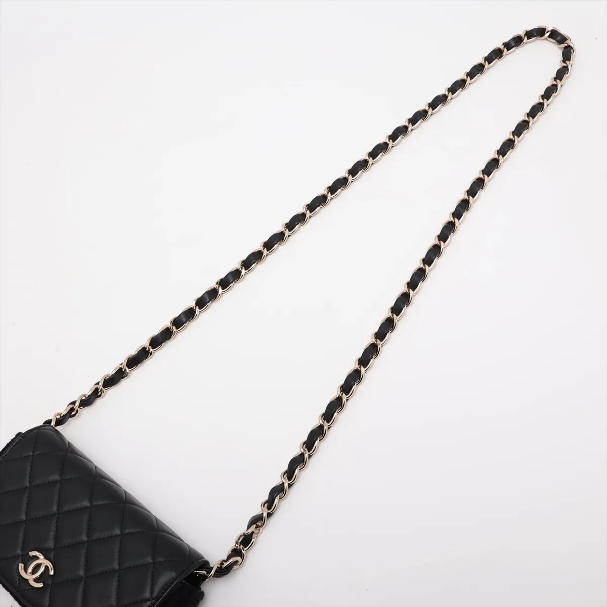 Matelassé Lambskin x Crochet Chain Wallet, Black with Gold Hardware, 31947894, Serial Number 31 — view 5