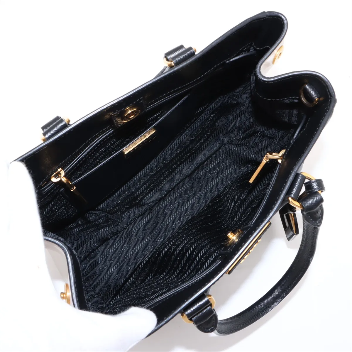 Saffiano Luxe Leather 2WAY Handbag Black BN2608 — view 8