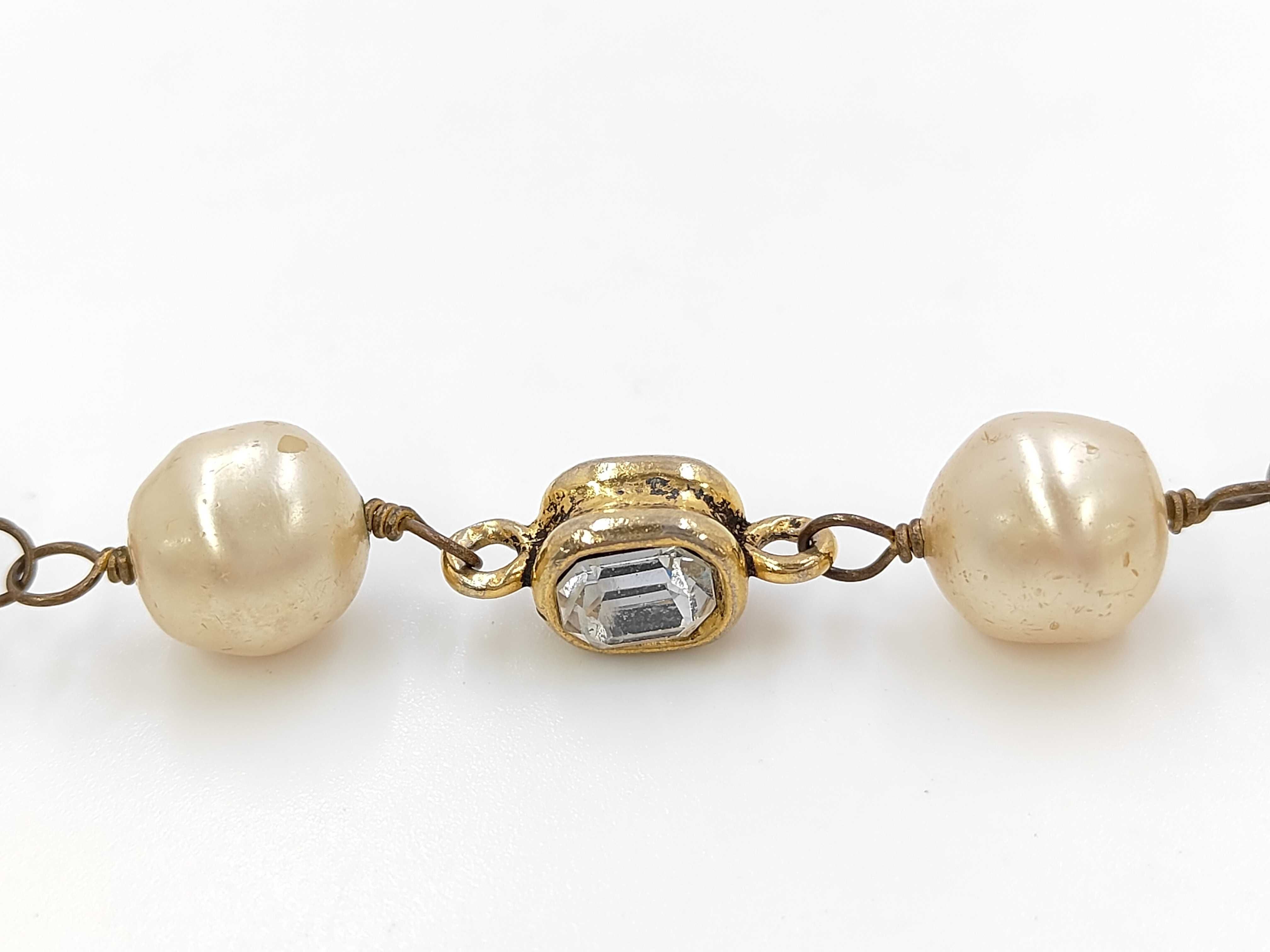 Faux Pearl Rhinestone Necklace — view 2
