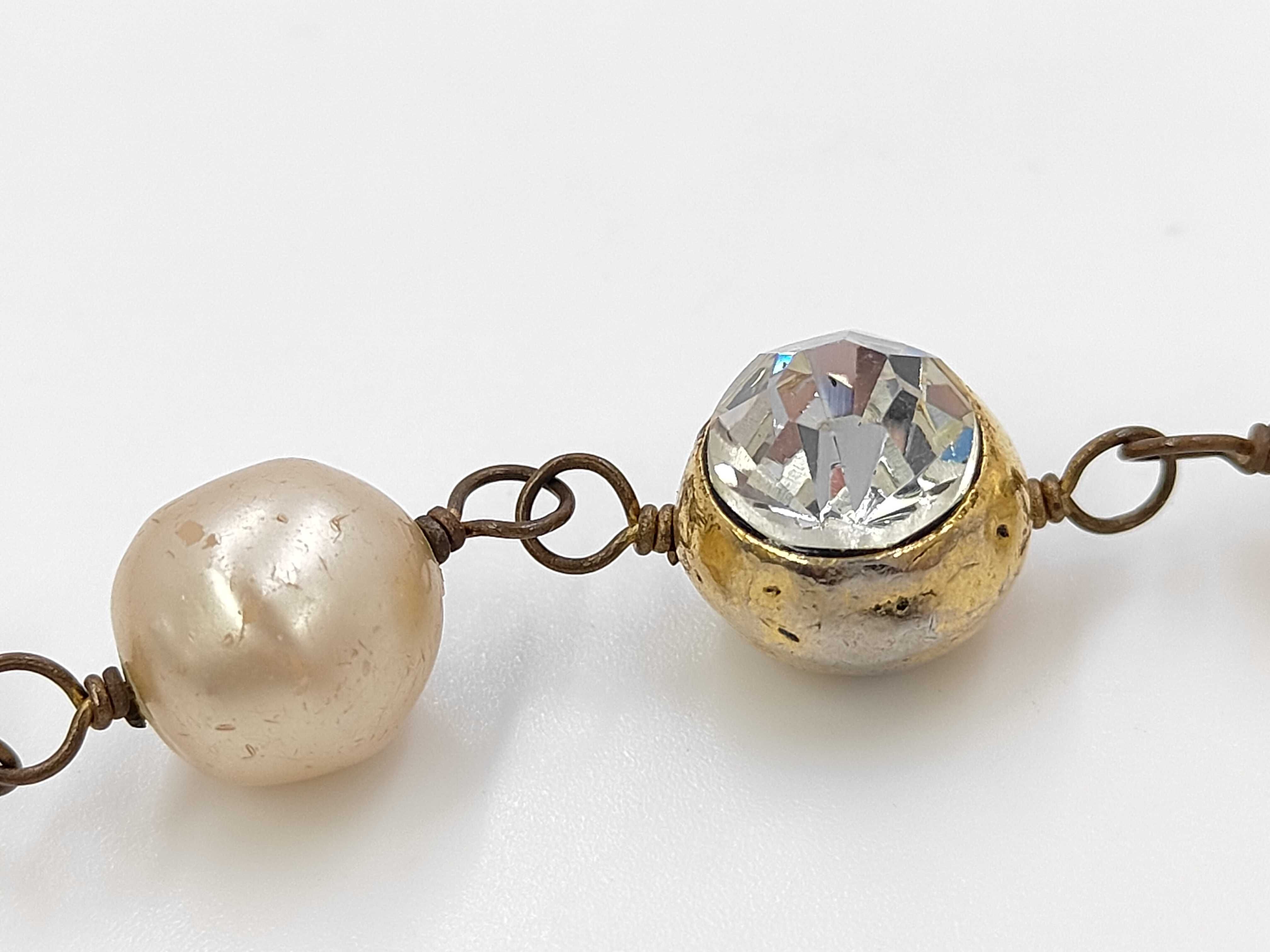 Faux Pearl Rhinestone Necklace — view 3