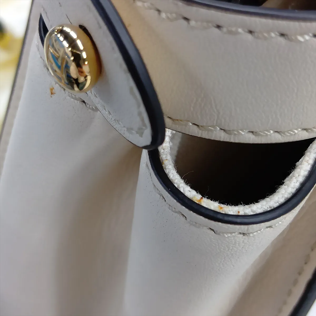 Peekaboo Regular Leather 2-Way Handbag, Beige x Black, 8BN290 — view 12