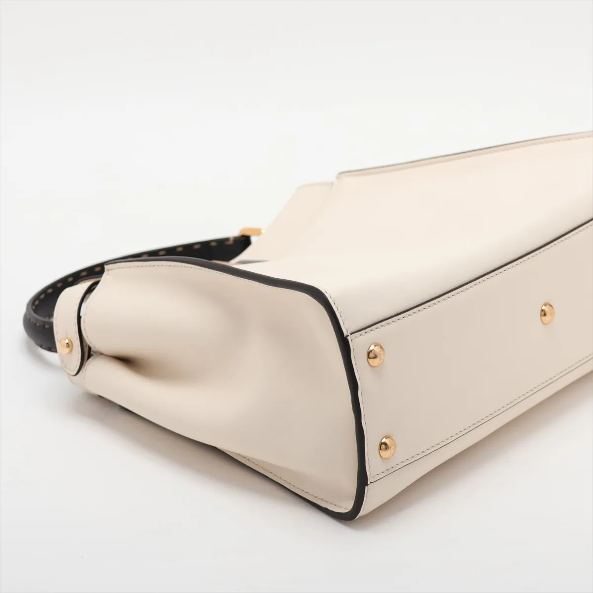 Peekaboo Regular Leather 2-Way Handbag, Beige x Black, 8BN290 — view 4