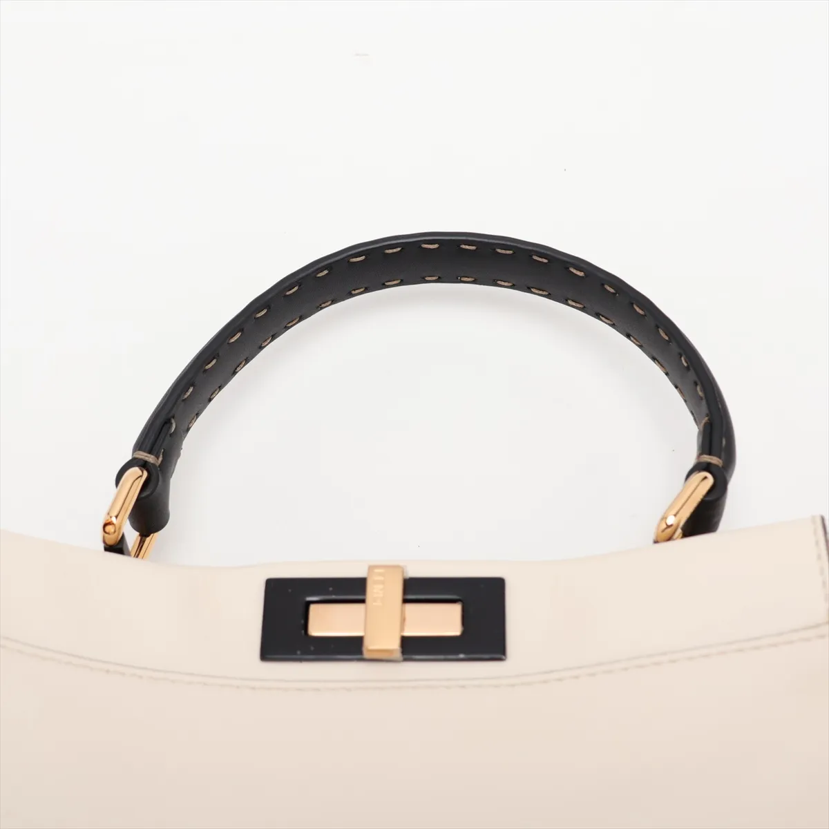 Peekaboo Regular Leather 2-Way Handbag, Beige x Black, 8BN290 — view 6